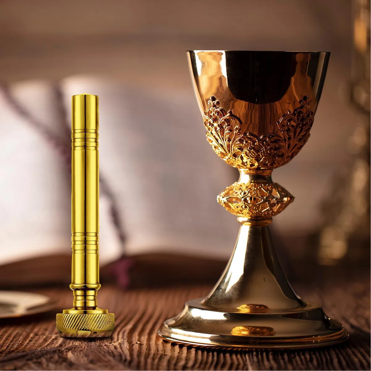 Contenedor de | Dispensador de con aspersor religioso portátil | Soporte para líquidos de 5 pulgadas Herramienta Aspergillum | Accesorio de bendición ideal para ceremonias de