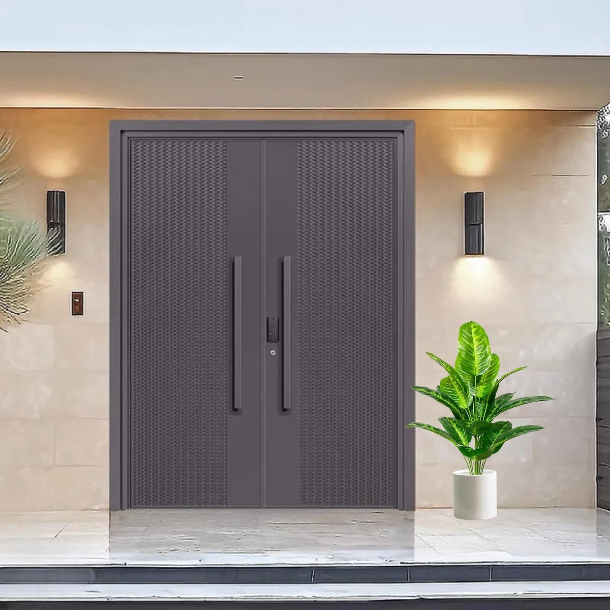 Planta Artificial con Maceta Palmera Grande Árbol Artificial Plastico Ideal para Decoración del Hogar Oficina Interior y Exterior Salon Dormitorio Balcón Moderno (80cm Plátano Tropical)