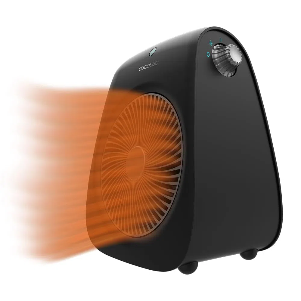 Cecotec Calefactor Eléctrico ReadyWarm 2000 Max Force Black, Termoventilador 2000 W, 2 niveles de potencia y 3 modos de funcionamiento, Sistema de seguridad de sobrecalentamiento, 20 m2