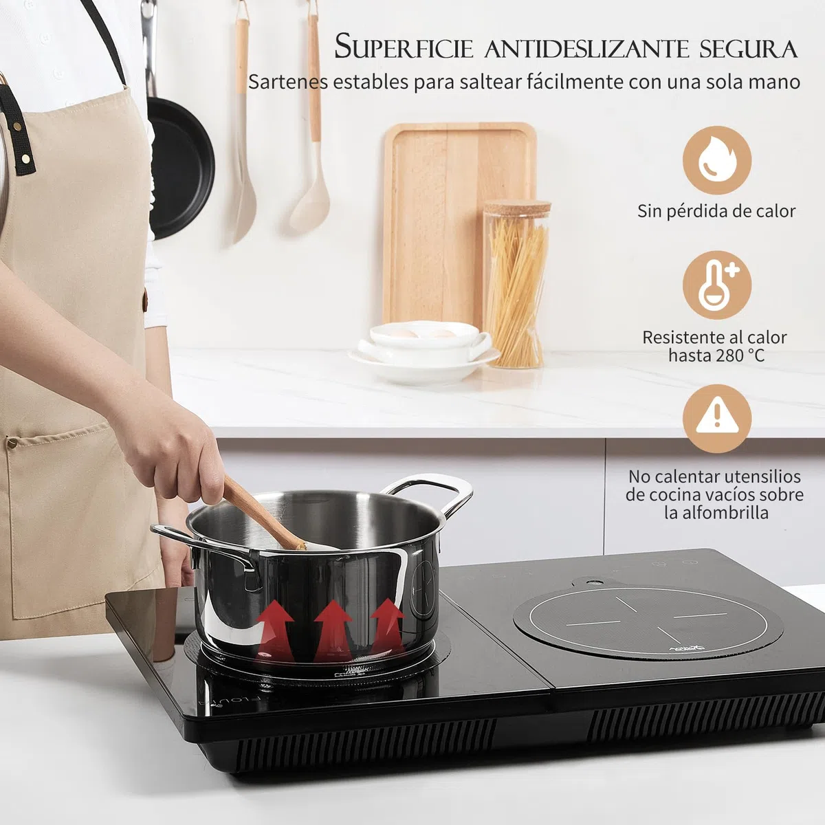 ACTIV Cuisine Protector Placa induccion, Alfombra Protectora Resistente al Calor, de Silicona y Fibra de Vidrio, Protege la Placa de inducción contra arañazos y Quemaduras, 4 Piezas