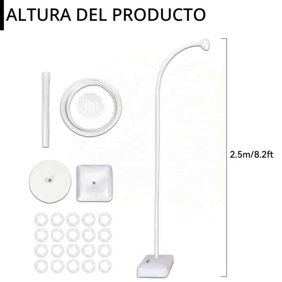 Arco de globos de 2,5 m, soporte para globos, para bodas, graduación y cumpleaños (blanco)