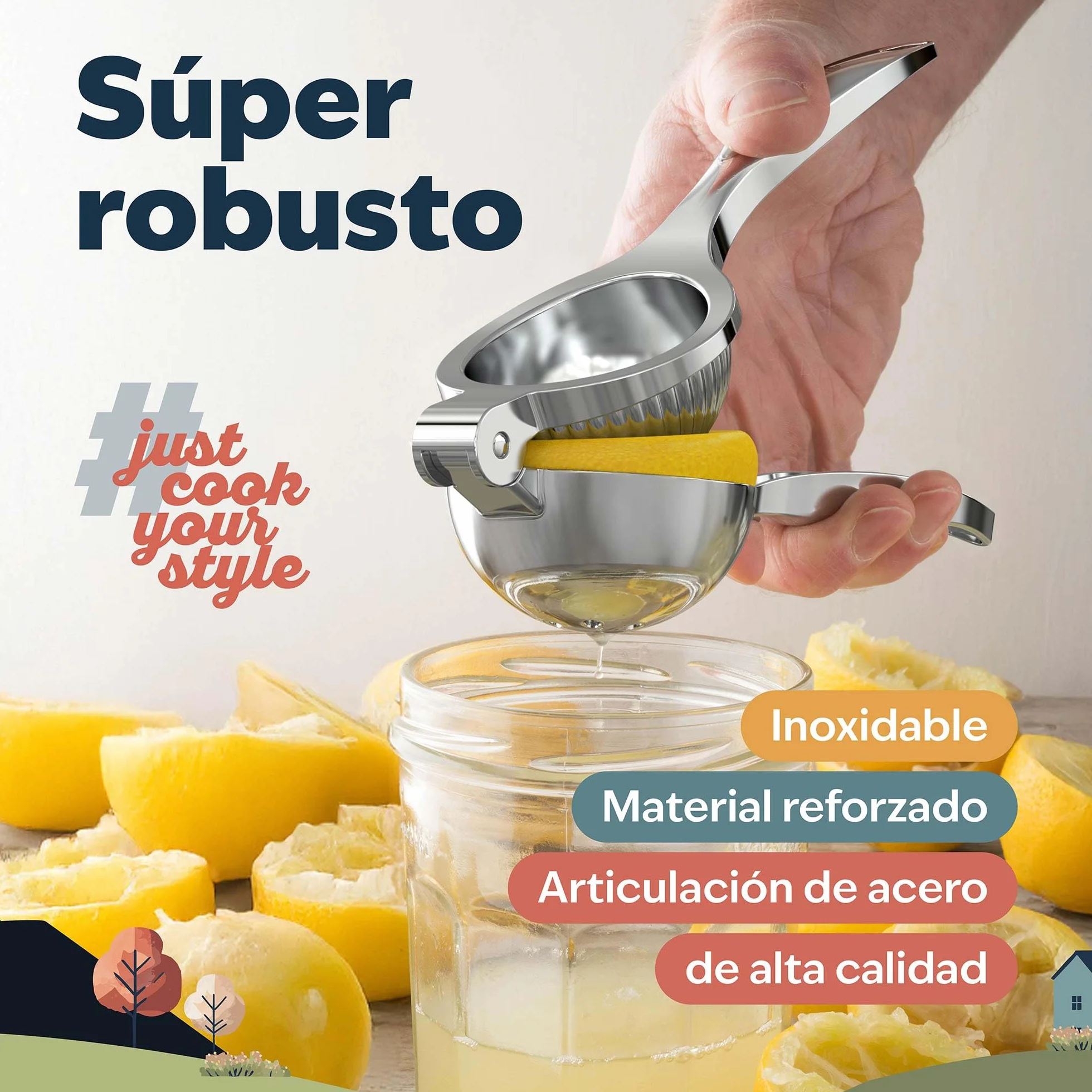 kjøk Premium Exprimidor de limón manual – exprimidor de cítricos para limones, limas y naranjas pequeñas – zumo sin semillas y sin esfuerzo, apto para lavavajillas – para cocina, bar y cócteles