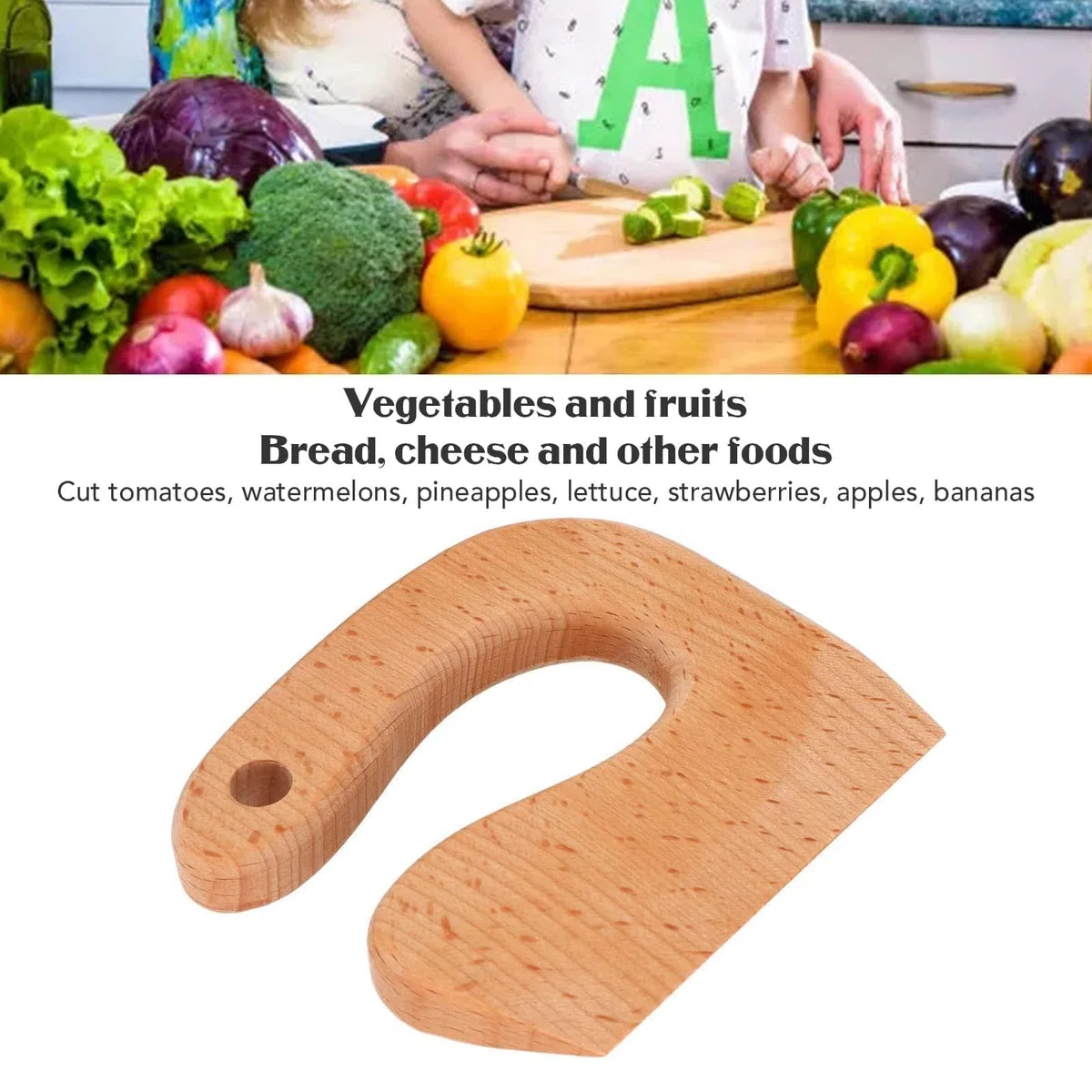 VBESTLIFE Cuchillo de madera para niños, cuchillo de frutas y verduras, cuchillo de madera para niños, cuchillo de madera, juguete (#1)