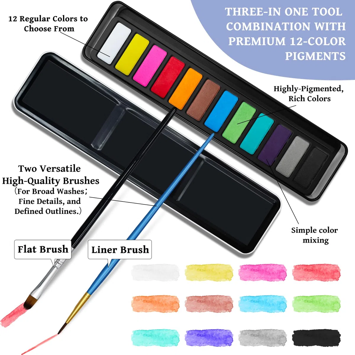 Kalysky Cuaderno de Trabajo de Acuarela, Libro para Colorear con 12 Acuarelas y 2 Cepillos, 20 Pinturas Paso a Paso para Principiantes
