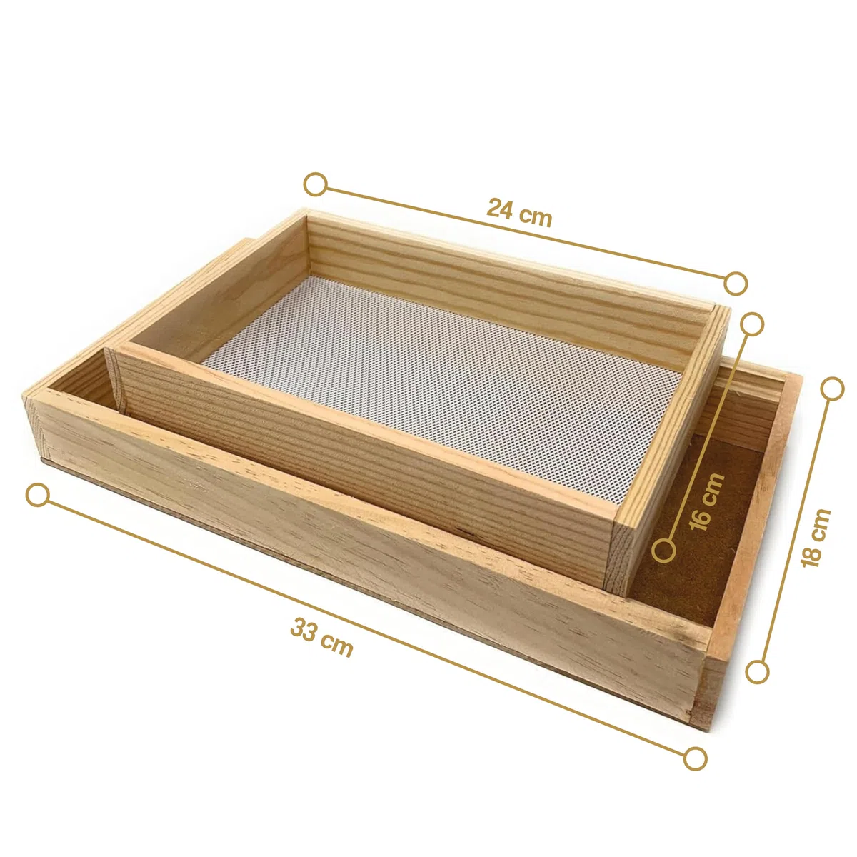 Cedazo - Tamizador con Cajón - Tamiz de Harina - Cribador con Cajón - Madera