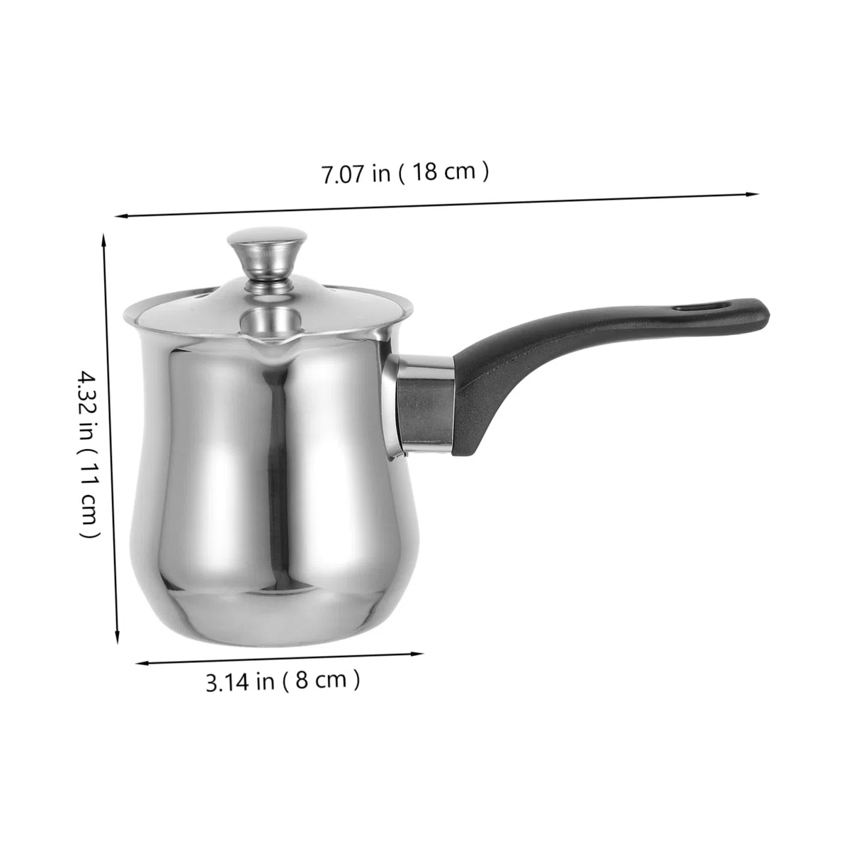 GALPADA Cafetera Turca de Acero Inoxidable de 360 Ml con Asa Ergonómica y Tapa, Adecuado para Café y Bebidas Calientes en Hogar u Oficina
