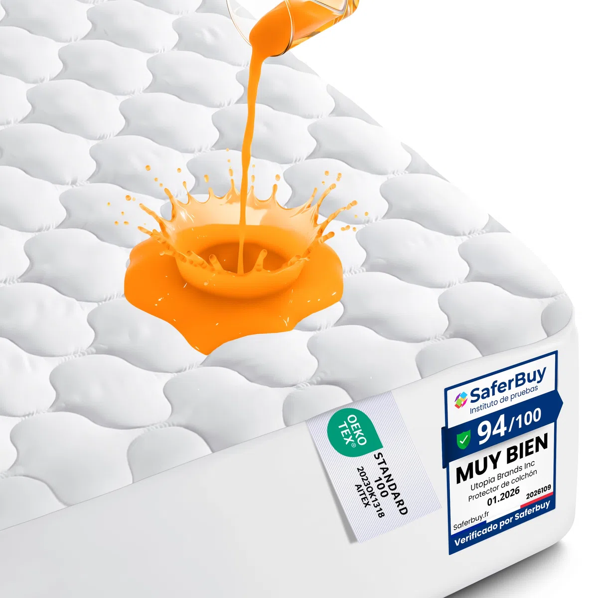Utopia Bedding Protector de Colchón Impermeable 150x200 cm, Funda Protectora para Cama, Resistente al Agua (Blanco)