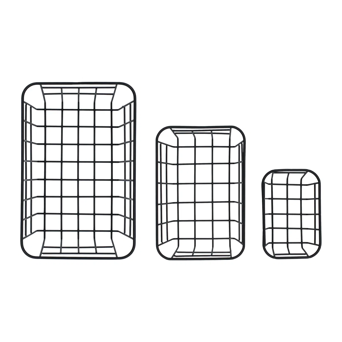Cesta de almacenamiento de metal, color negro, 2 x 25/21 / 15 cm, juego de 6 unidades, apilables, cesta de alambre para estantería, armario, cocina, oficina