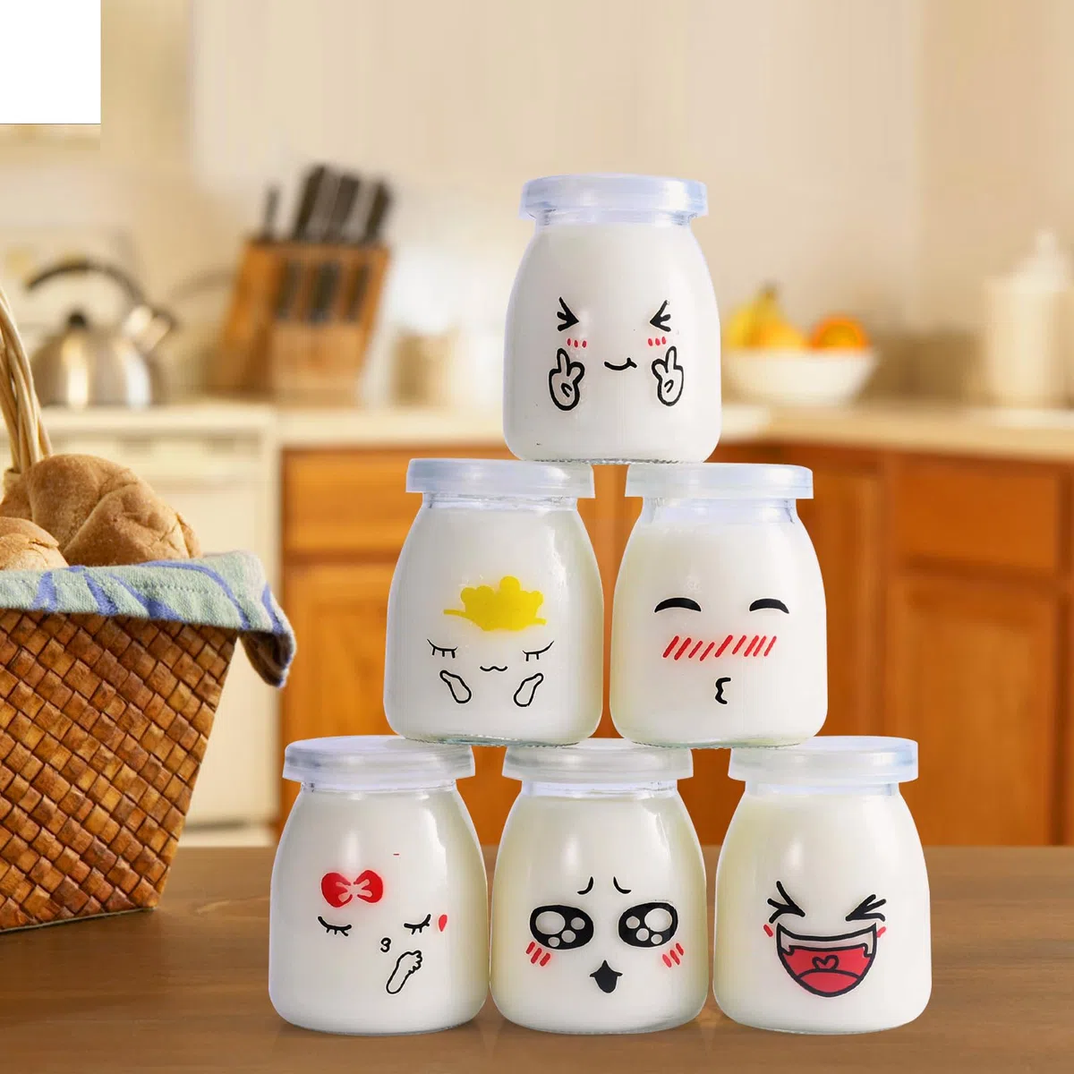 MumdoYAL Tarros de yogur con tapa - Recipientes de vidrio para pudín y yogur, 150 ml, juego de 12 piezas