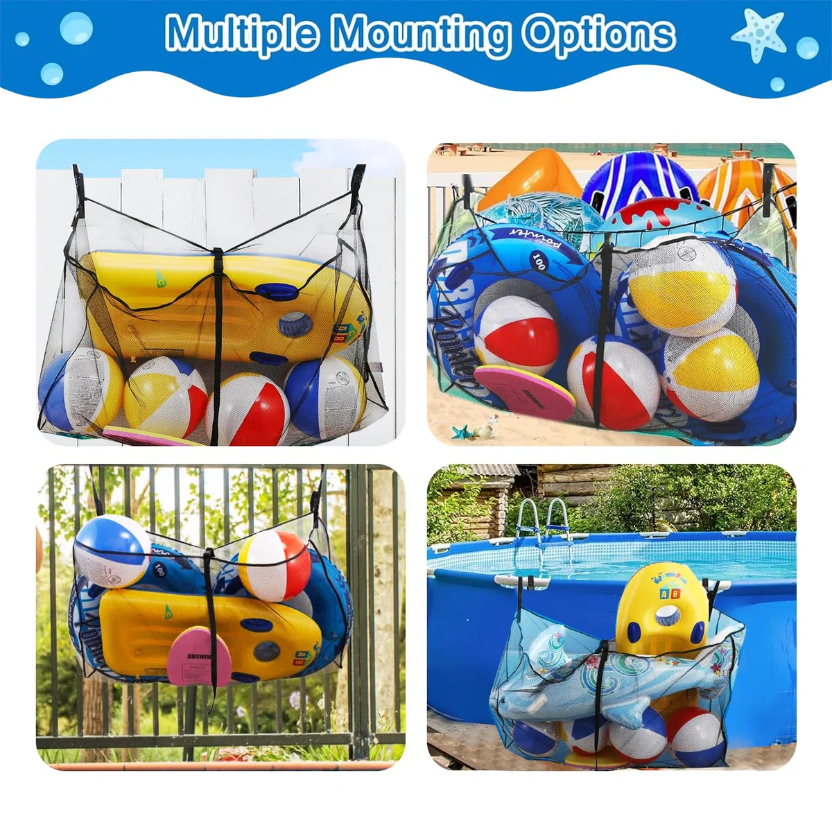 Bolsa de Juguetes de Flotador de Piscina,Bolsa de Juguetes Playa de Malla,Bolsa Juguetes Bañera,Bolsa Colgante de Almacenamiento de Flotador de Piscina,para Bolas Flotador Juguetes Inflables de Agua