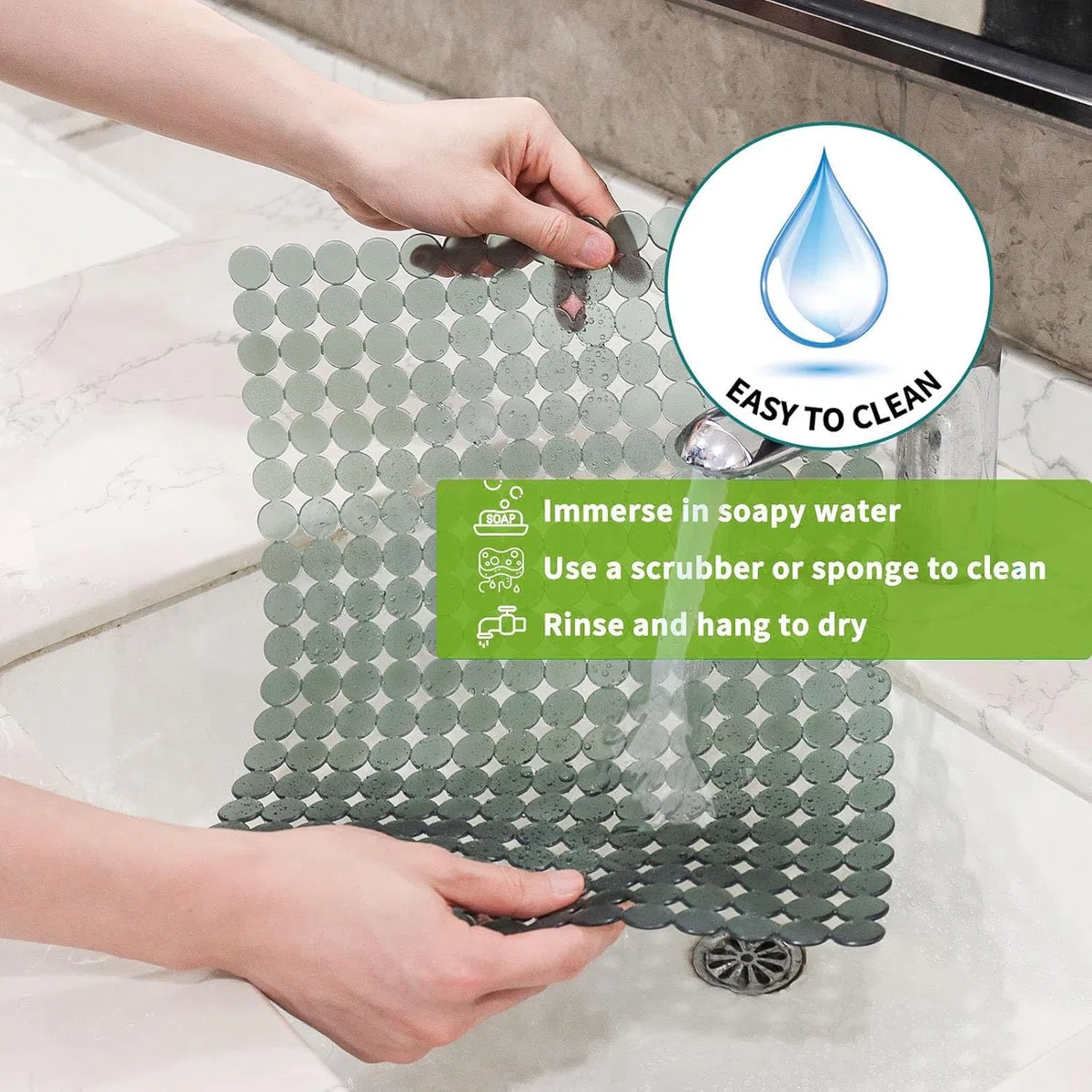 2 Piezas Alfombrilla Fregadero Cocina 40x30 Cm, Protector De PVC Recortable, Tapete Escurridor De Fregadero, Drenaje Rápido para Fregadero De Acero Inoxidable y Cerámica (Verde)