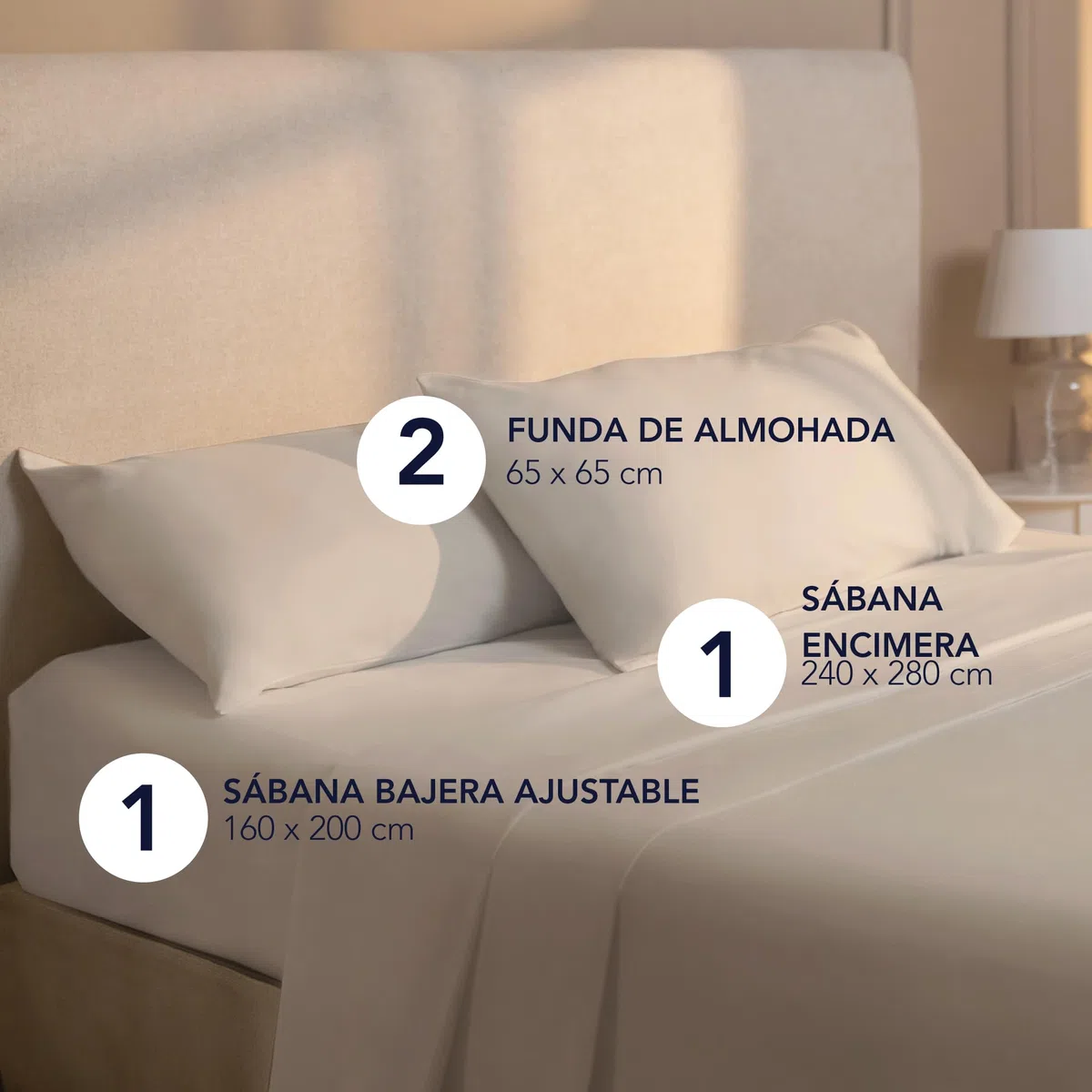Dreamzie Sabanas 160x200 cm - Juego de Sabanas 4 Piezas - Poliéster Microfibra Cepillada - Sabana Bajera, Sabana Encimera Cama y 2 Fundas de Almohada (Sabanas Cama 160, Beige)