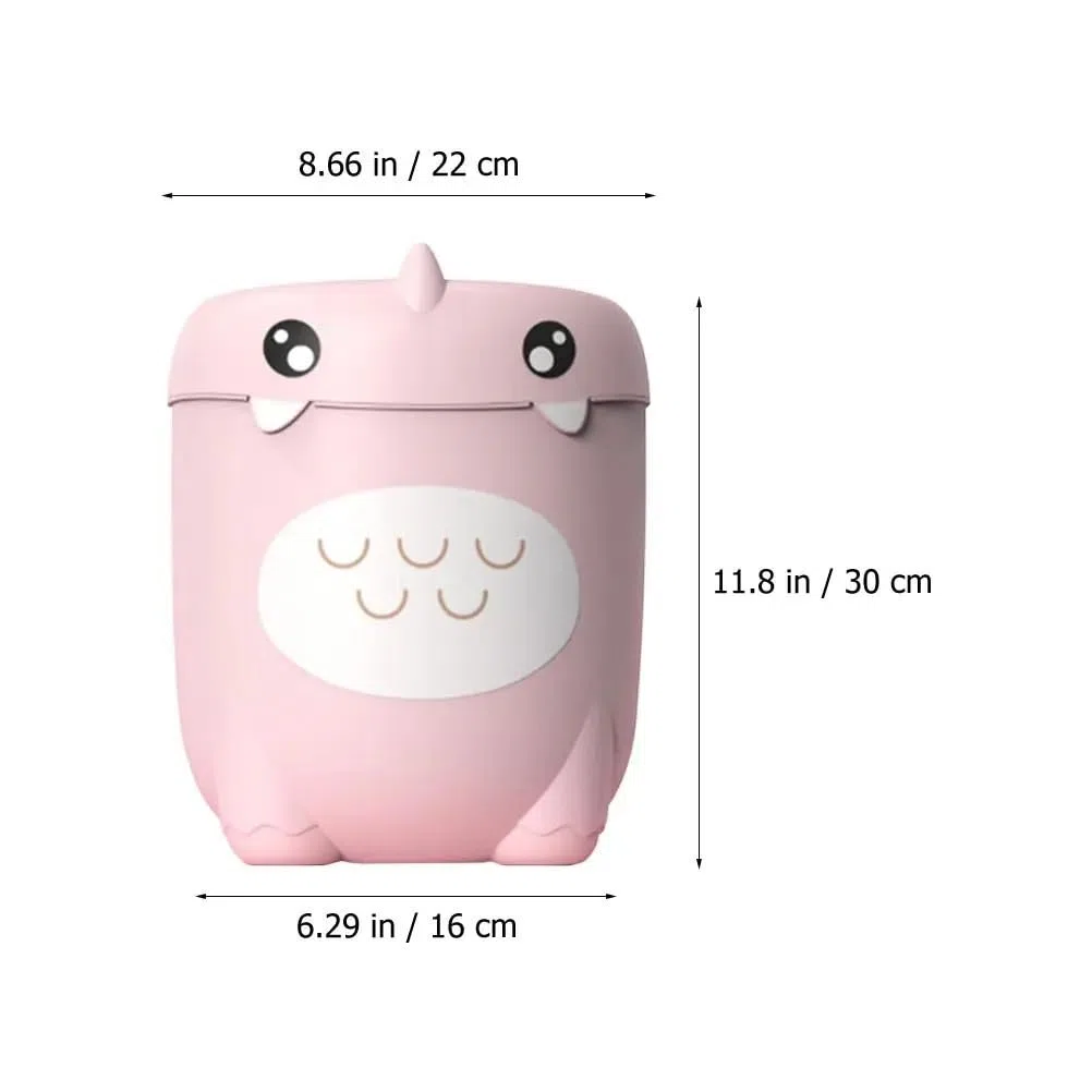 BESCH Cubo Papelera para Habitaciones con Forma de Dinosaurio Rosa - Cubo de Basura Sin Tapa para Escritorio, Papelera Pequeña Forma Animal