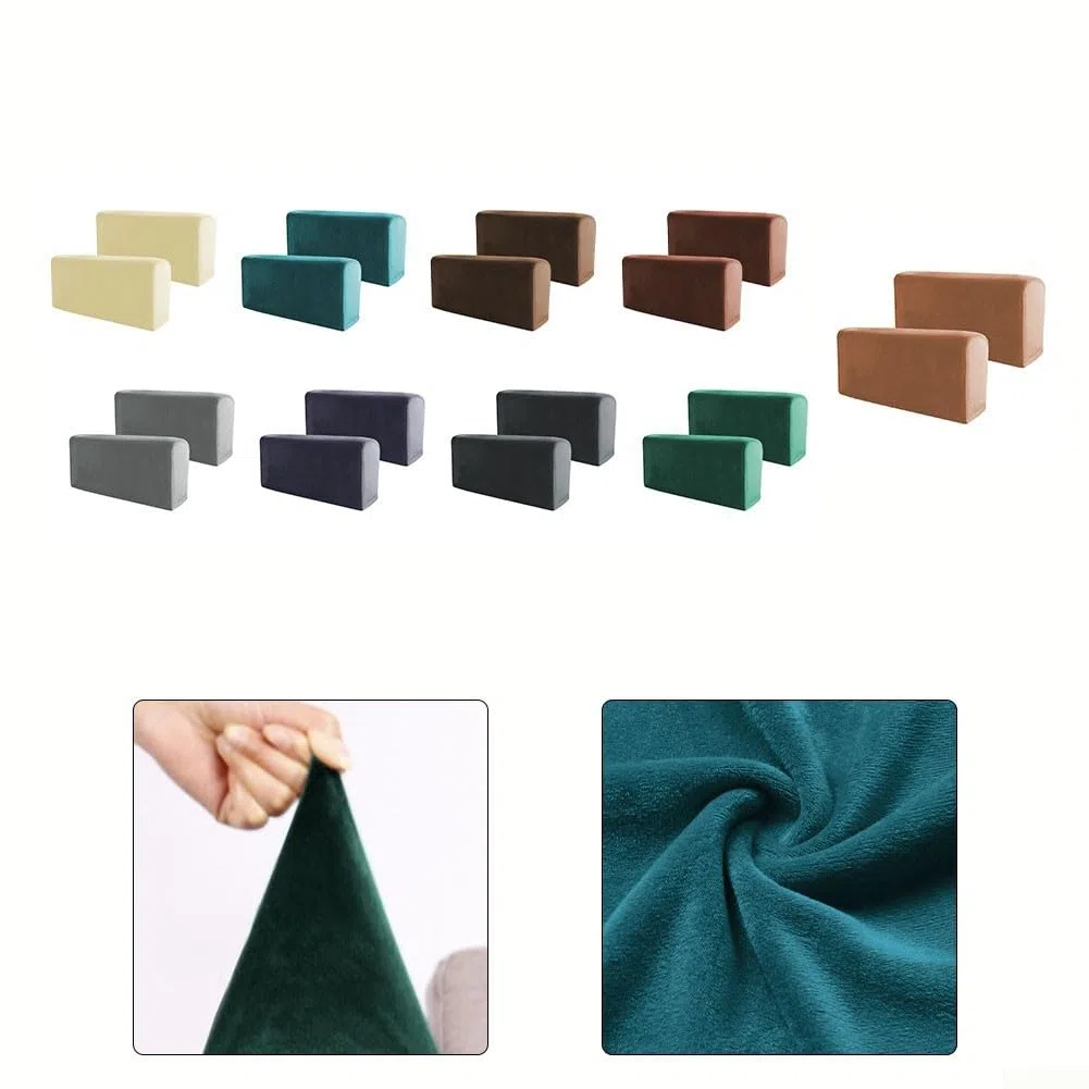 Funda elástica para reposabrazo de sofá, paquete de 2 fundas extraíbles (color gris poco profundo)