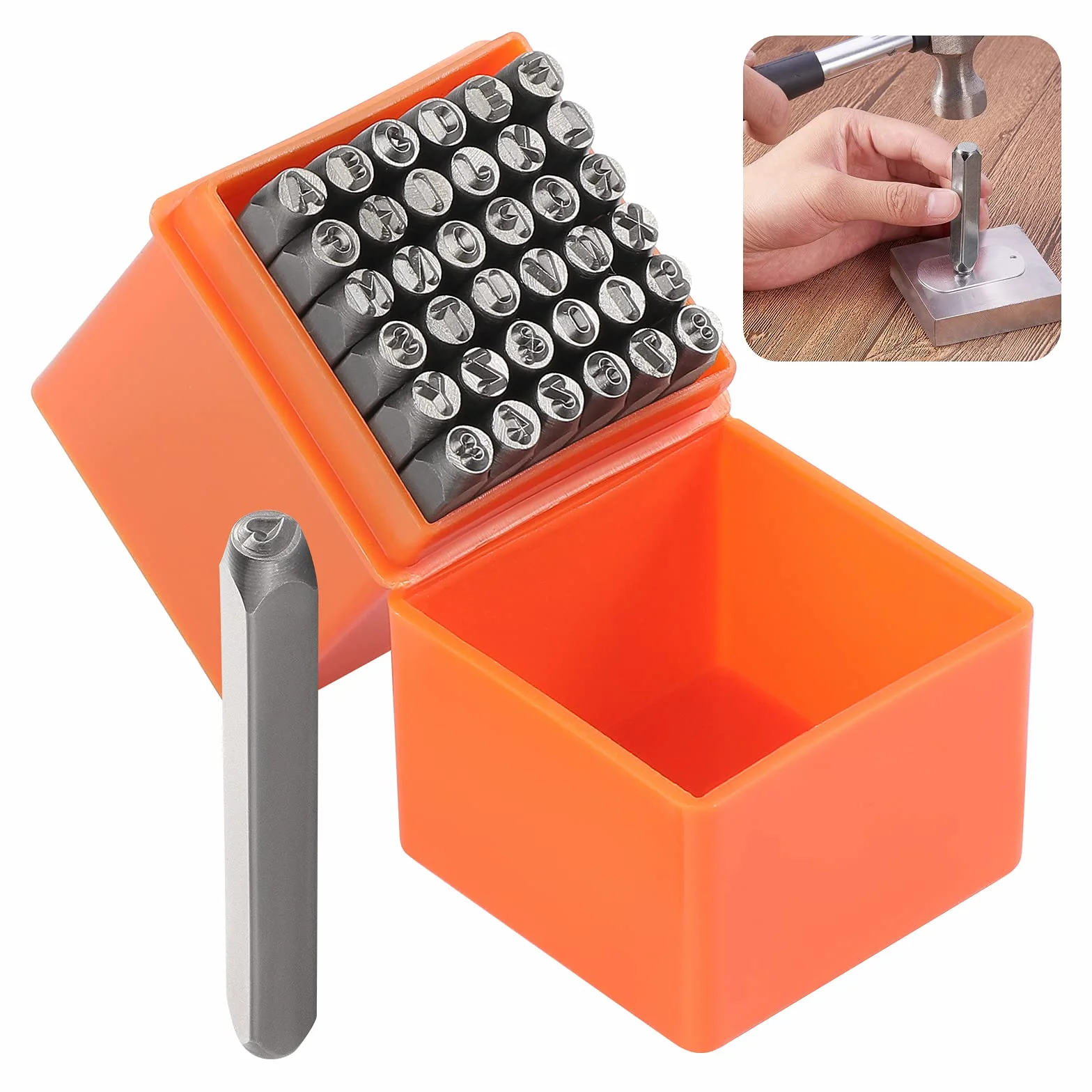 37PCS Sello de Estampado de Metal 3MM Números de Perforado Letras Perforadas con Letras del Alfabeto A-Z, Número 0-9 y Sello de Amor para Estampar Metal Plástico Madera Cuero