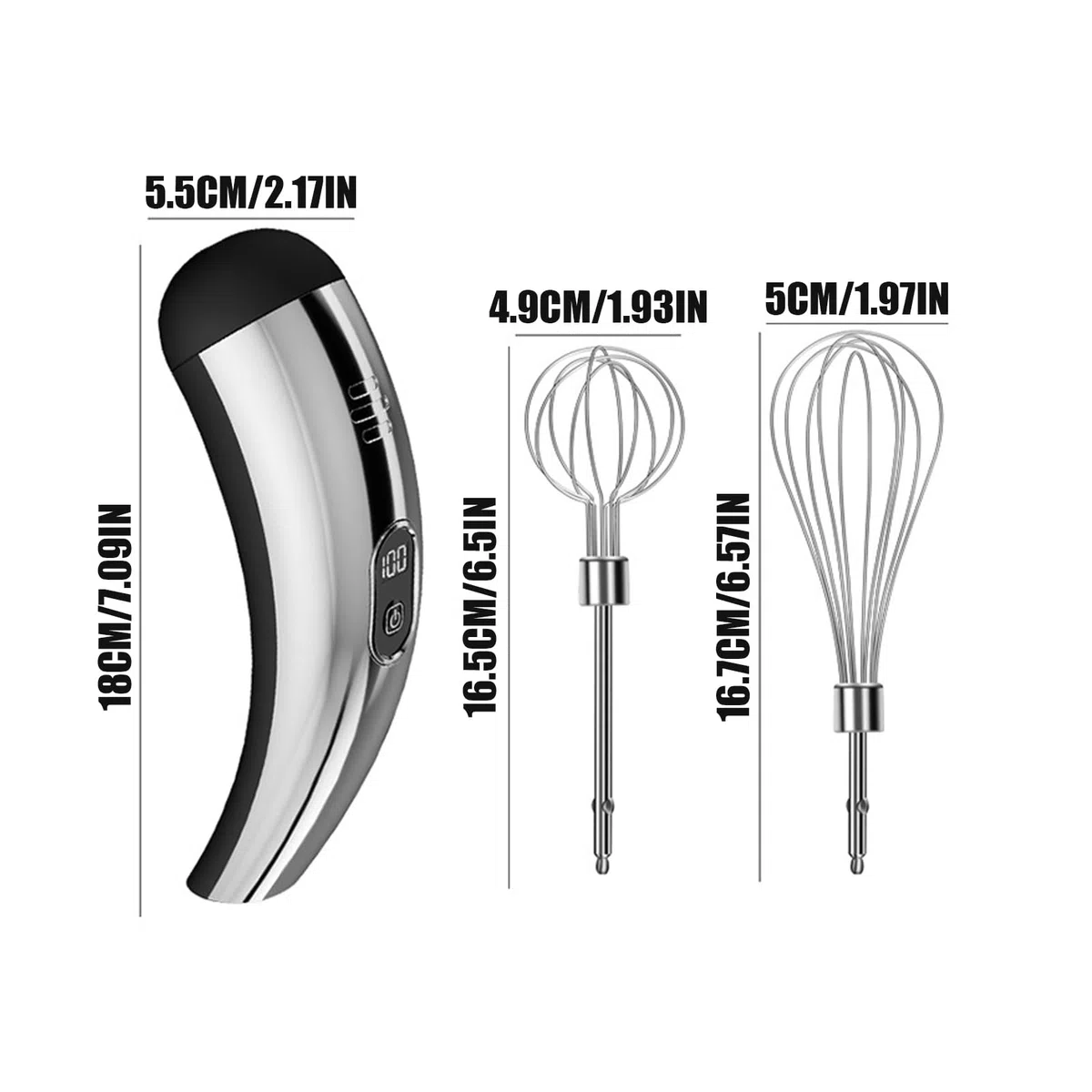 Batidor de Huevos Eléctrico - 5 Velocidades Ajustables Batidora Inalámbrica Varillas Utensilio Cocina - Mezclador de Mano Eléctrico para de Pasteles y Batidos de Proteína - Para Cocinar Hornear Crema
