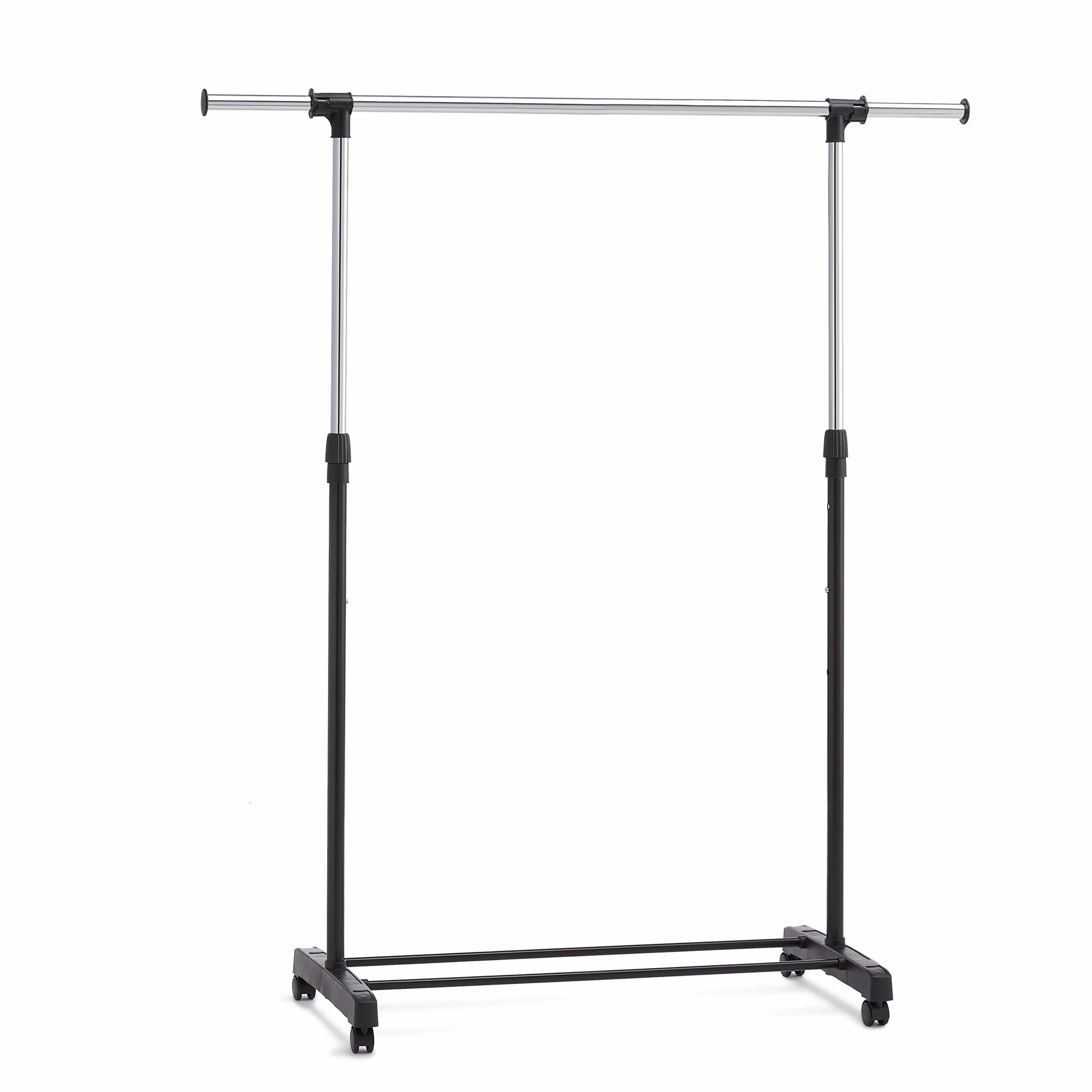 Amazon Basics Perchero de barra con ruedas, cromado, (91.5-145) x 42 x (134-161) cm (L x W x H)