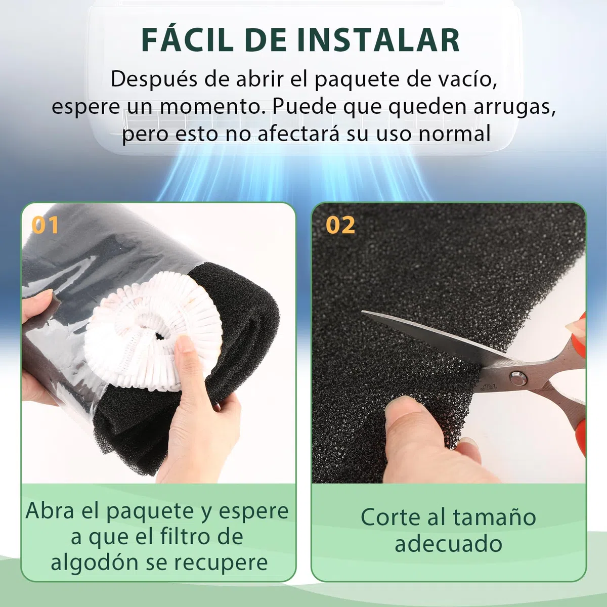1.5m*40cm*6mm Filtros de Aire Acondicionado Filtro de Aire de Carbón Activado Filtrina Aire Acondicionado Filtro Aire Acondicionado con Funda para Aire Acondicionado XXX