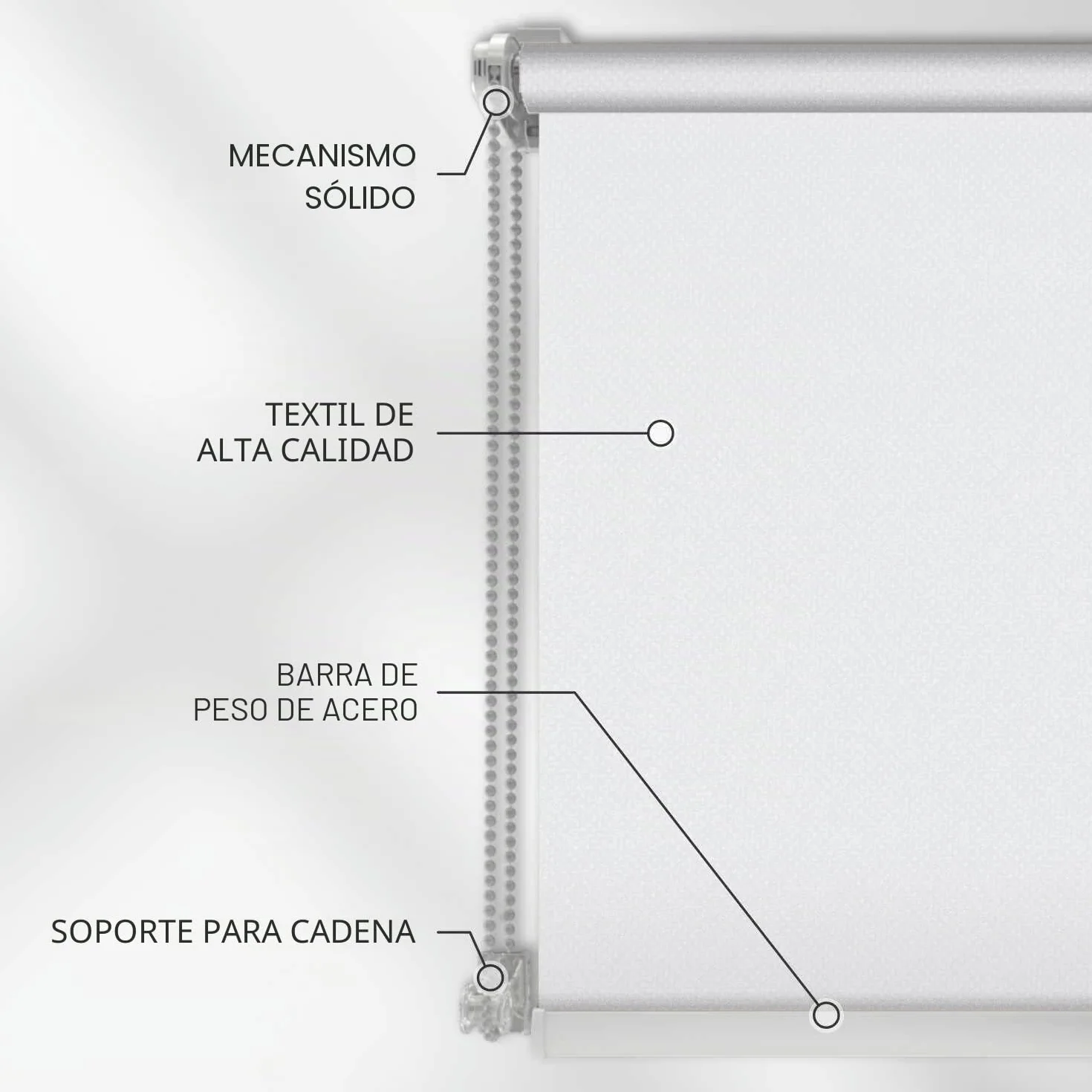 Estika Estor Enrollable sin taladrar - 55 cm x 120 cm - Blanco - instalación con Abrazaderas, Estor para Ventanas de Interior, mampara de privacidad para Ventanas y Puertas de balcón