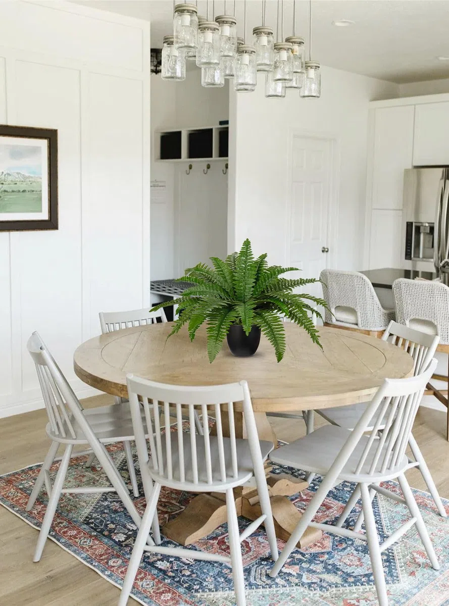 Hollyone Planta artificial en maceta de helecho Boston de 19.7 pulgadas, arbustos de helecho falsos en maceta para interiores y exteriores, helechos Boston sintéticos para decoración del hogar, jardín