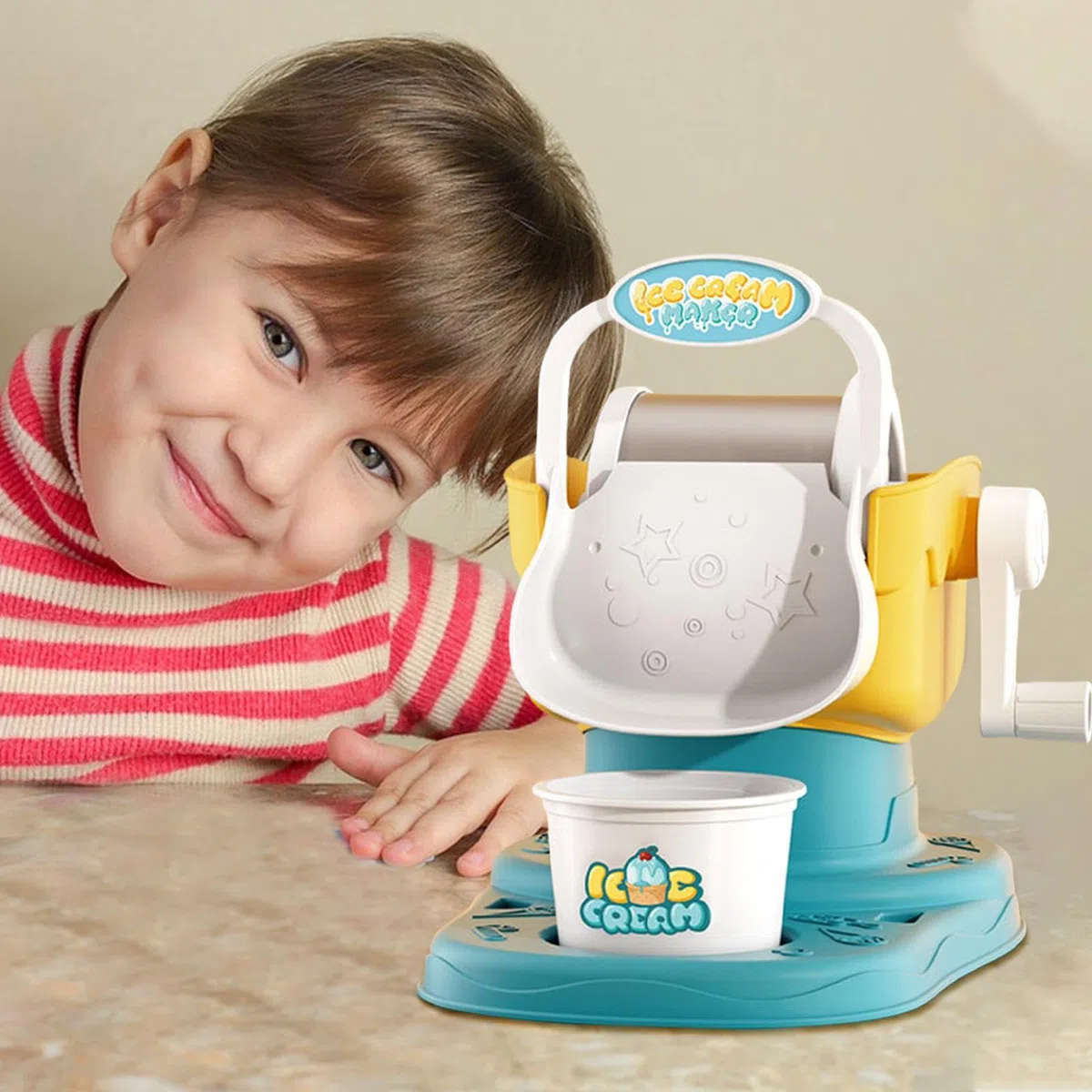 Máquina para hacer helados, Heladera para niños, Máquina de helado | Prepara manualmente yogur helado o helado en minutos, enfriamiento duradero y fácil de limpiar.