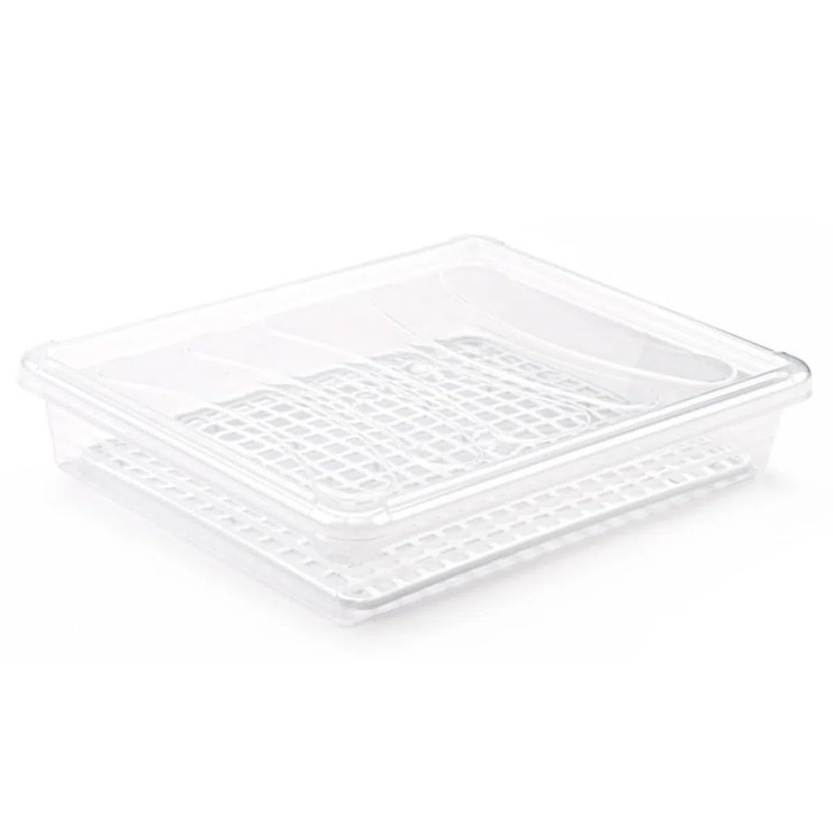 Tradineur - Pack de 3 bandejas frigoríficas de Almacenamiento con Tapa y Rejilla, plástico, Reutilizable, descongelar Alimentos, Fabricado en España - 4 litros - 35 x 27,5 x 6,5 cm - Transparente