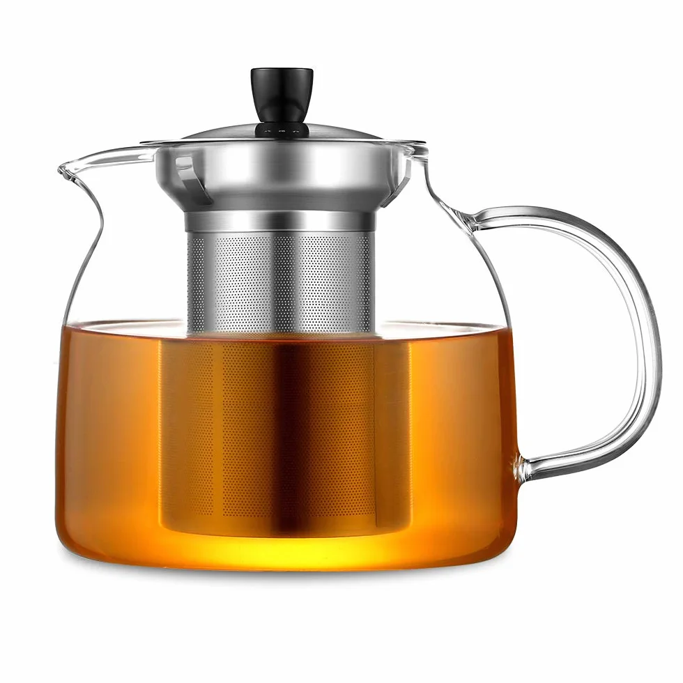 ecooe - Tetera de Cristal Con Infusor de 1000 ml, Transparente Resistente al Calor, Infusor Extraíble de Acero Inoxidable, Para Té Negro, Verde y Más