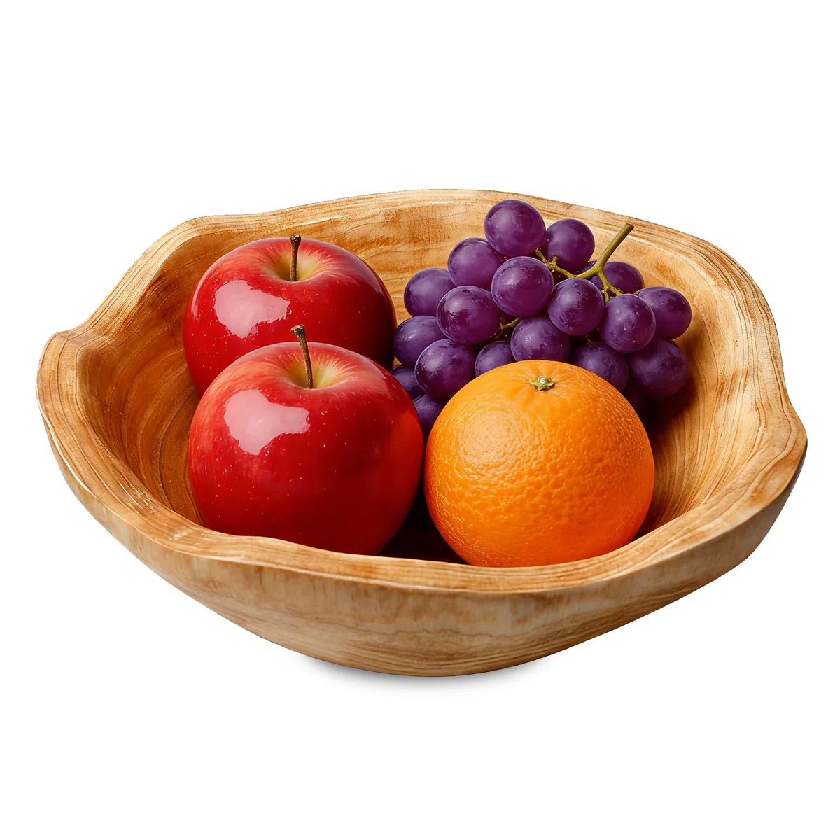 GOMETY Frutero de madera natural, ensaladera de madera, cuenco decorativo hecho a mano, irregular, fruta creativa, cuenco para servir aperitivos para frutas, ensaladas, llaves, decoración (20-24 cm)