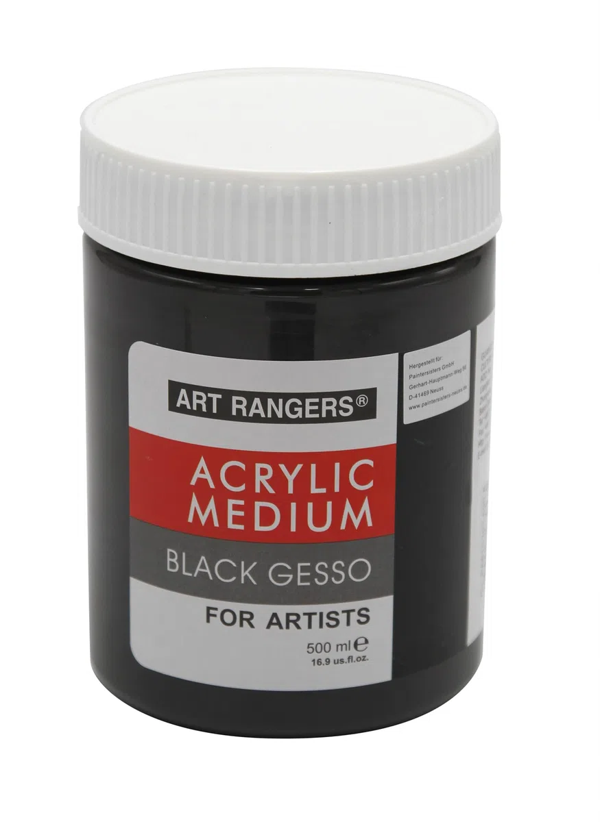 Paintersisters® Acrílico Gesso Negro 500 ml – Imprimación para pinturas acrílicas, pinturas al óleo + pinturas alquídicas, imprimación para lienzo, paño de pintura para pintar