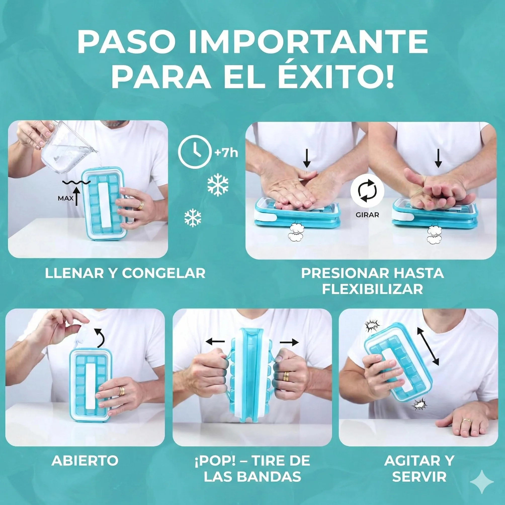 ICEBREAKER POP 2.0 Cubitera Máquina de Hielo 18 Cubitos Recipiente Silicona con Tapa