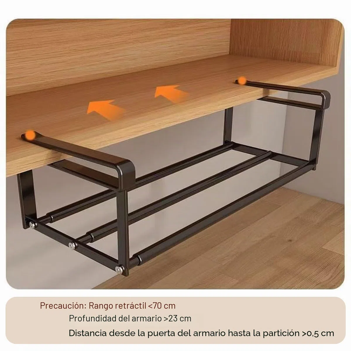 ViWaVee Organizador Zapatos Extensible (40-70 cm) - Soporte Colgante Ajustable para Armario, Zapatero, Cocina y Baño - Negro 1 Capa
