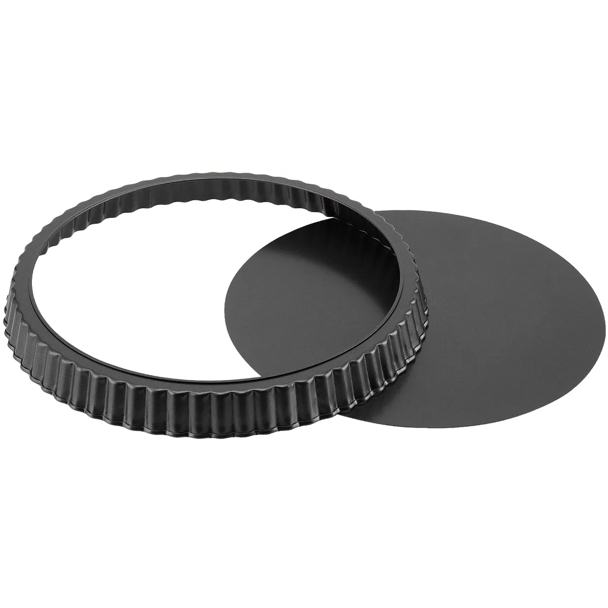 2 moldes para tartas de 28 cm con base elevadora, molde grande para quiche, antiadherente, acero al carbono, molde para tartas, quiche, pastel de frutas