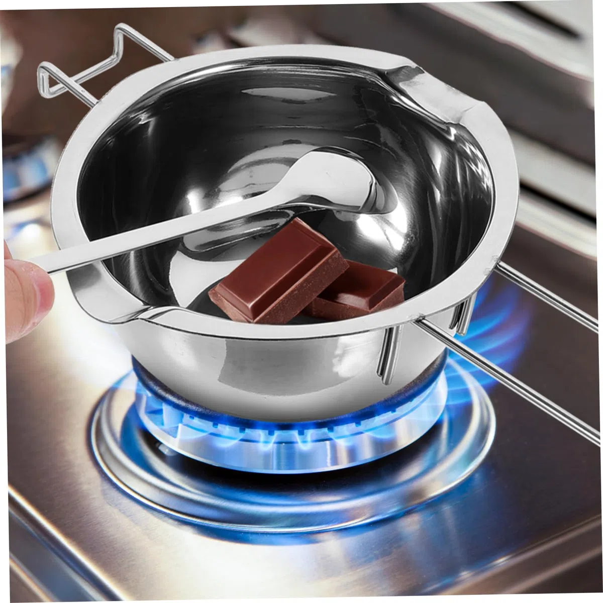 1juego Para Derretir Chocolate y De Inoxidable Para Calentar y Cera De Diseño Ergonómico Mango