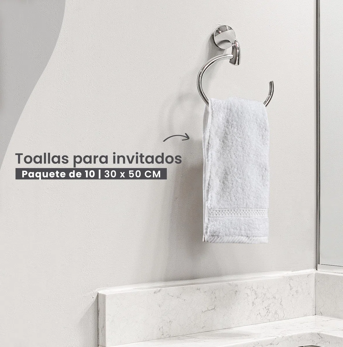 Utopia Towels - Set Premium de 10 Toallas para Invitados, 30 x 50 cm, Cara y Manos con Gancho, Altamente Absorbentes, 100% Algodón (Blanco)