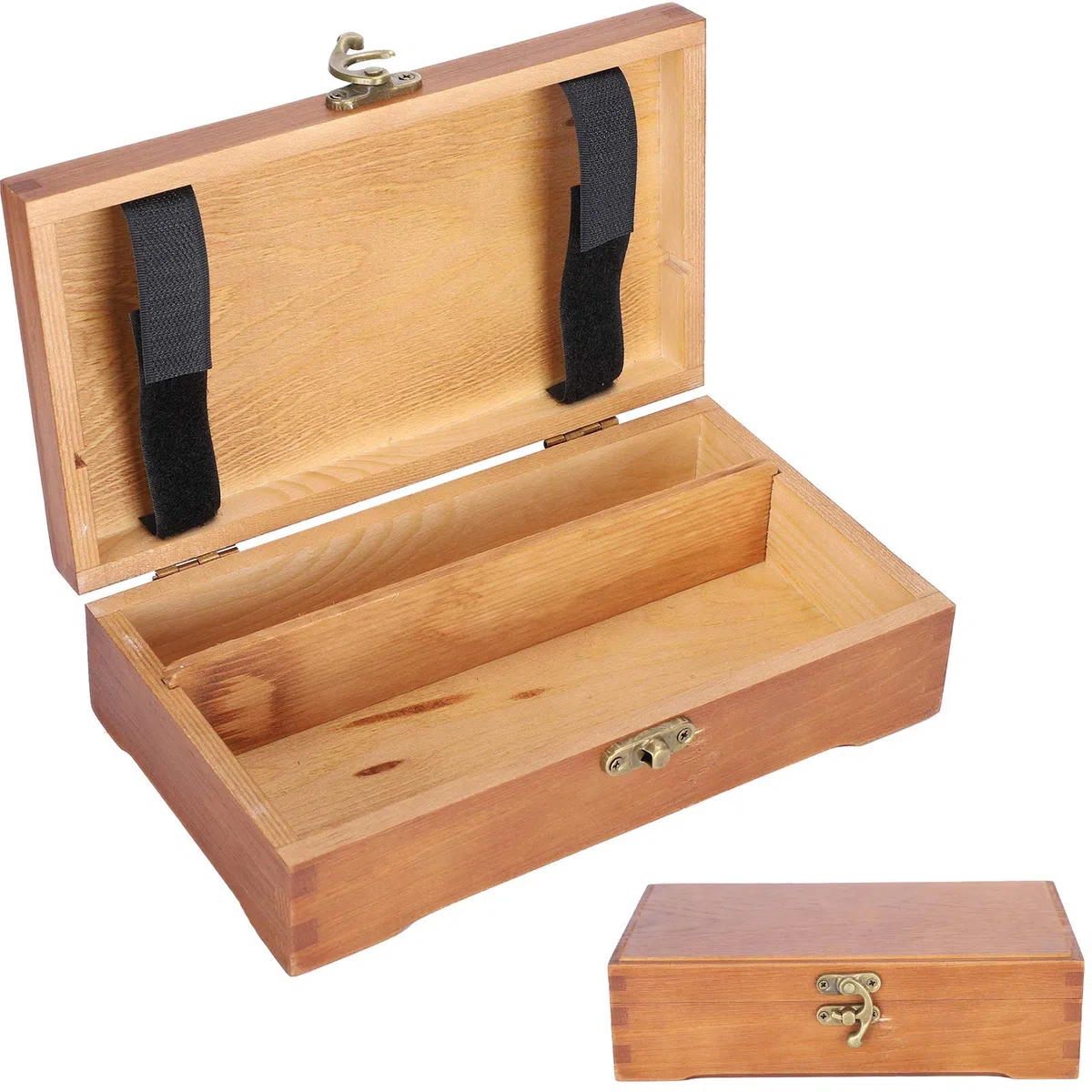 Estuche de madera para lápices, estuche para lápices antiguo con cierre de bloqueo, cajas de madera para herramientas de arte y almacenamiento de pinceles