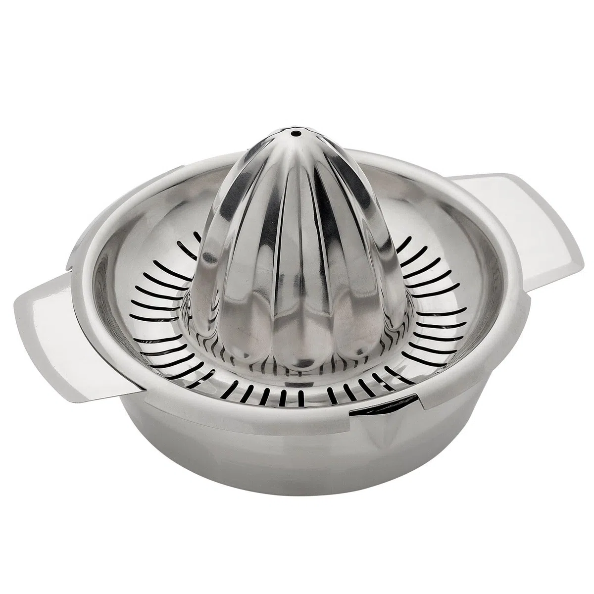 Westmark Exprimidor de limón/cítricos con recipiente, Diámetro: 13,8 cmcm, Capacidad: 350 ml, Acero inoxidable, Plateado, 30942260
