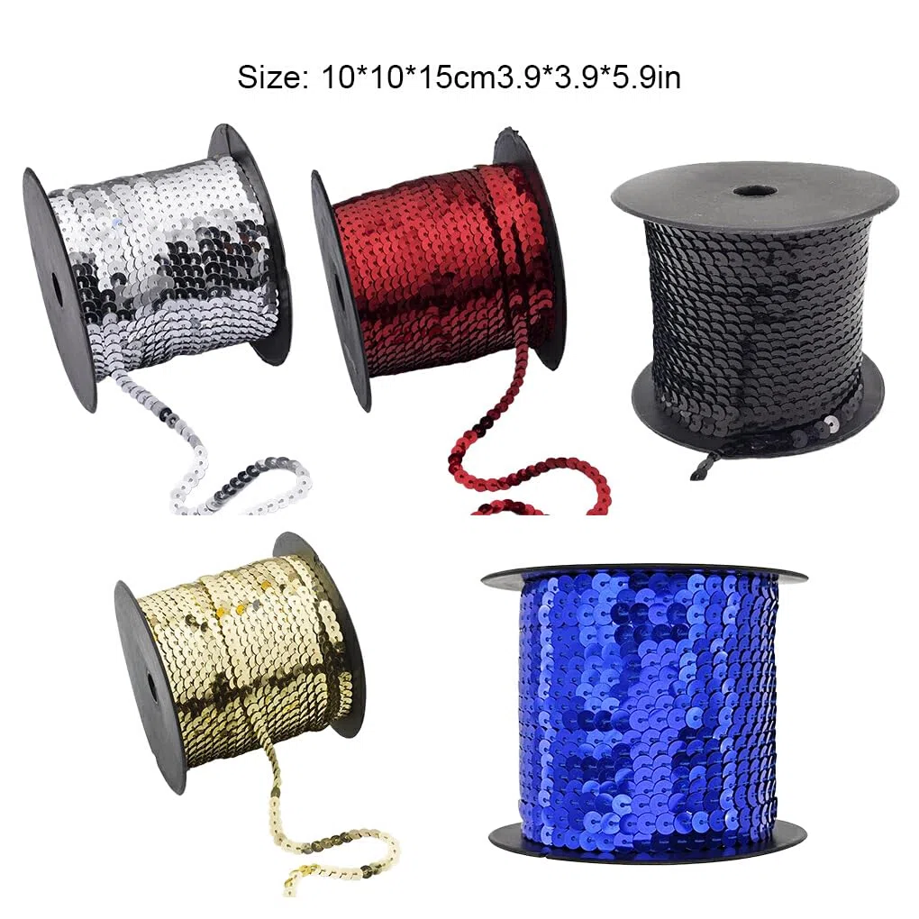 Ailan Cinta Vip, tiras brillantes brillantes, cinta elástica de lentejuelas de 100 yardas, cinta brillante para manualidades, tiras brillantes ABS, A, 6mm 100 yardas