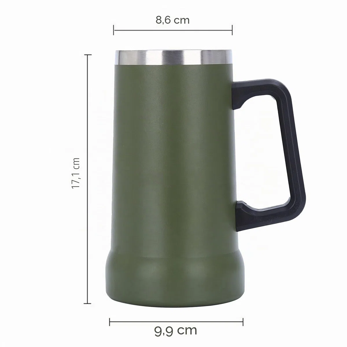 FOGARI Jarra de cerveza aislada con mango, 710 ml, de acero inoxidable, taza térmica grande, de metal, para el Oktoberfest (verde)