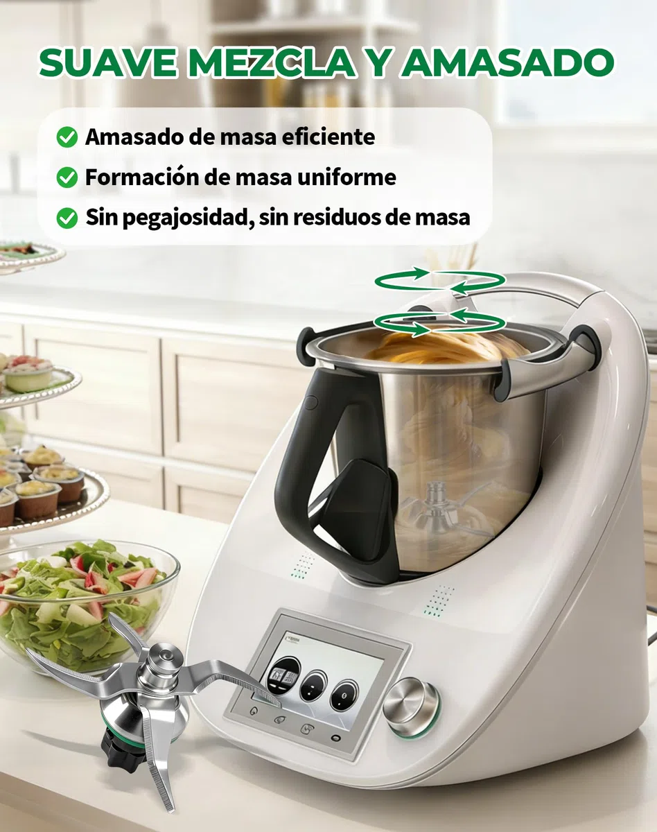 Cuchillas para Thermomix TM5, TM6 y TM7 – Cuchillo de Acero Inoxidable SUS420 con Junta de Sellado, Repuesto Compatible con Vorwerk Thermomix, Base de Nylon