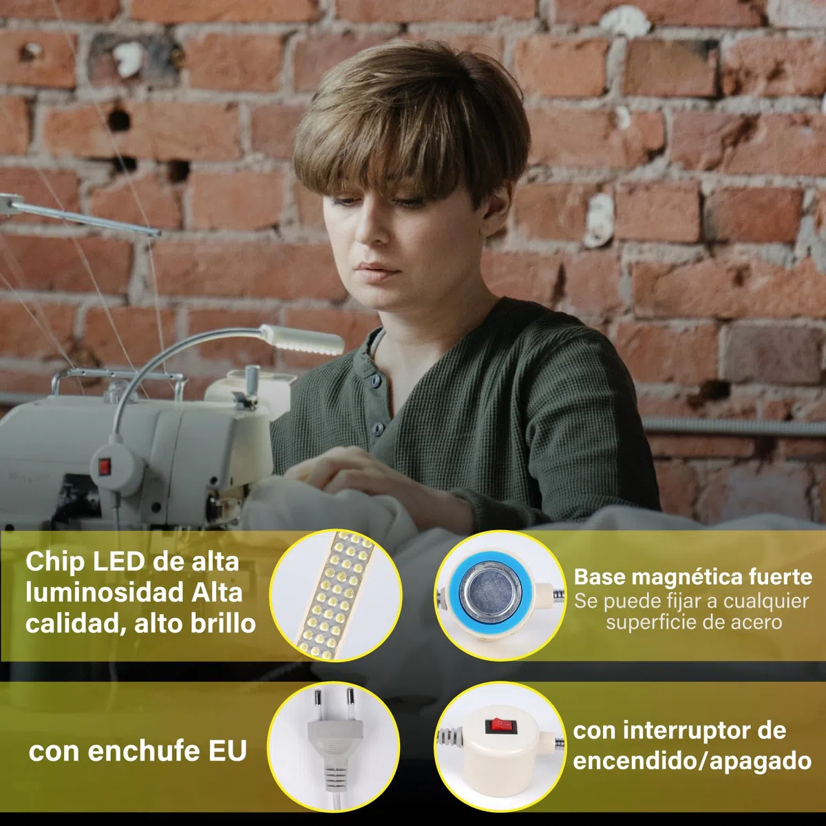 Bonlux 2-Unidades 30 LEDs 2W 180LM Lámpara Luz Fría para Máquina de Coser, con Cuello de Cisne Flexible, Base Magnética de Montaje, Luz para Trabajo Taller, Trabajos Artesanales o Manuales