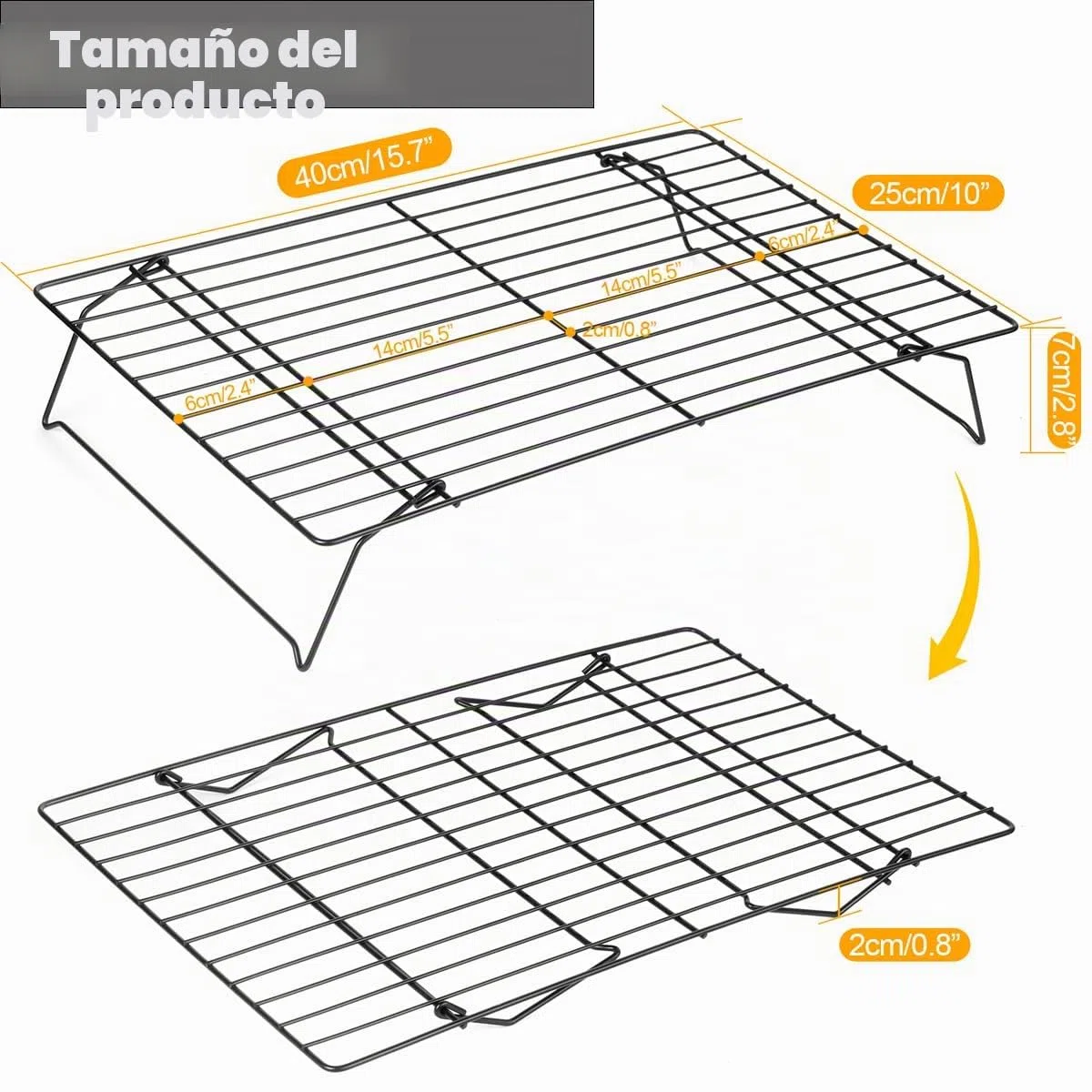 Rejilla Horno de Enfriamiento 3 Niveles, 40×25cm Accesorios de Cocina para Hhornear, Rejillas de Alambre de Pastel para Muffin, Pizza y Parrilla, Compatible con Bandeja de Horno Bakeware