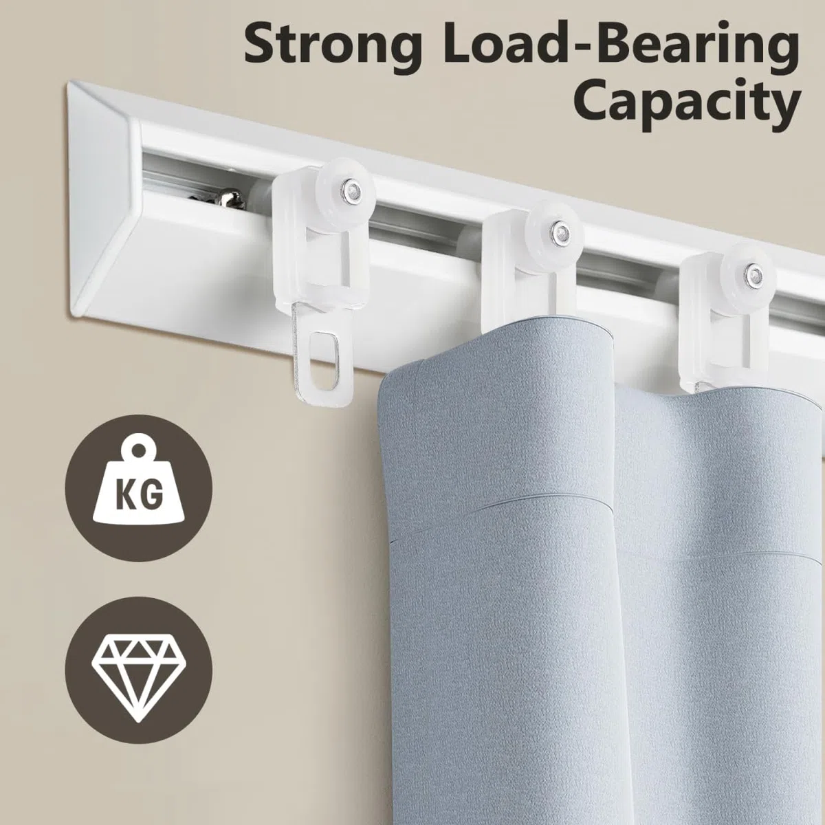 ABOOFAN 50 Piezas Poleas para Riel Cortina con Rodillos De Acero Inoxidable Y PláStico Deslizadores Resistentes para Cortinas De 1.3X0.6 Pulgadas Uso FáCil En Rieles De Techo