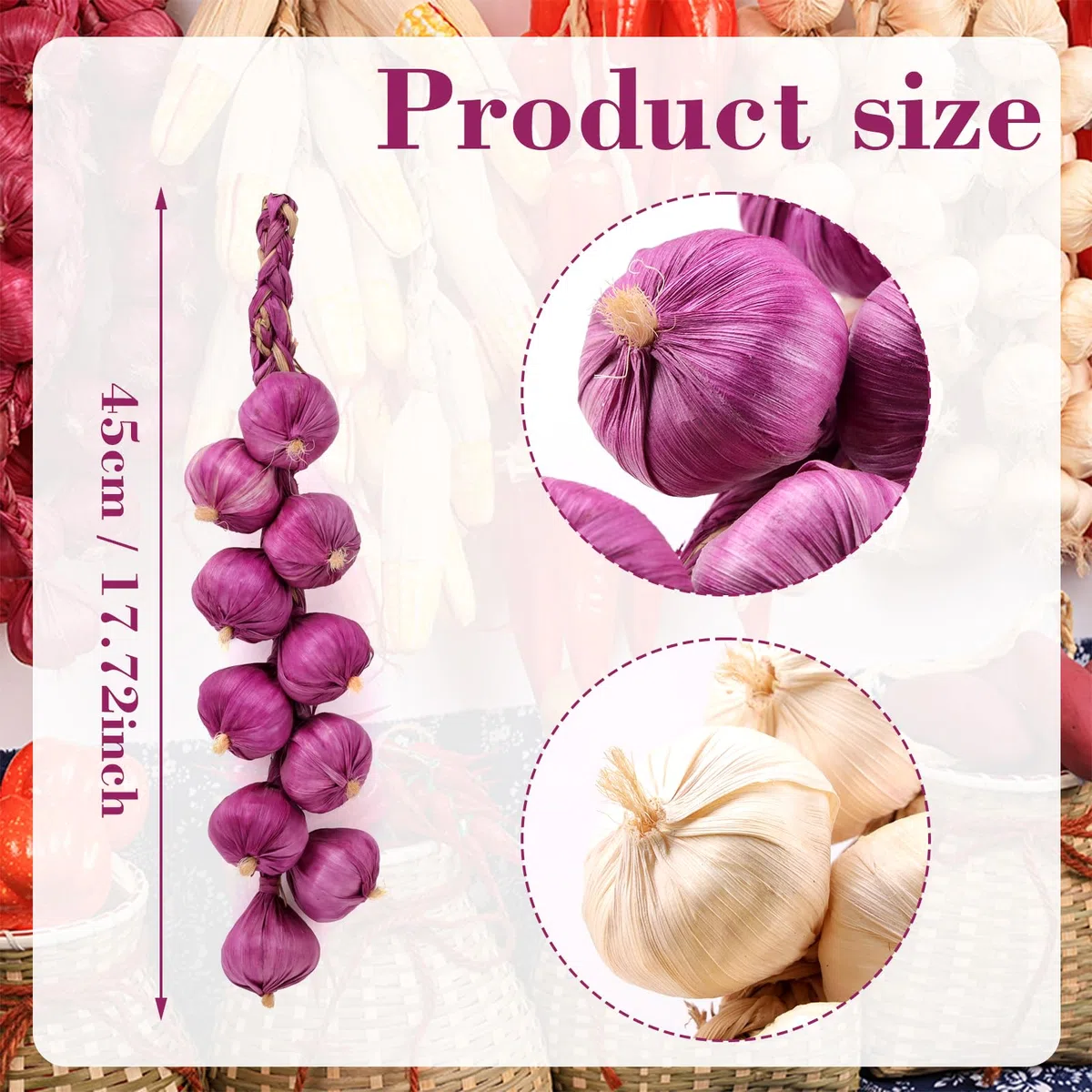 Gresorth 2 pcs Artificiales Cuerda de Cebolla Falso Vegetal Casa Fiesta Navidad Cosecha Decoracion