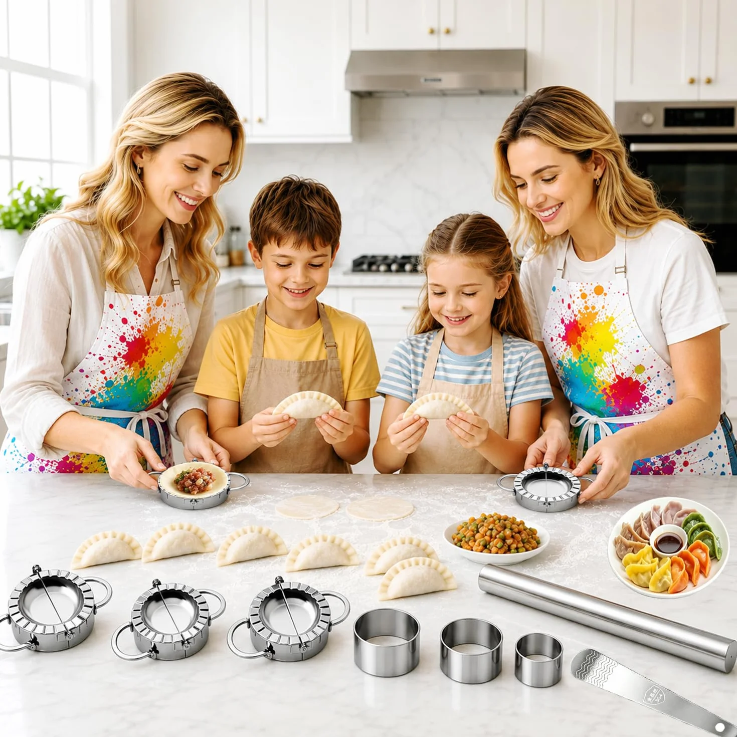 Molde Empanadillas, Fabricante De Dumplings De Acero Inoxidable De 8 Piezas, Stampo Per Ravioli Dumpling,Cortador De Masa Para Tartas, Adecuado Para Elaborar Deliciosos Wontons Y Pierogi