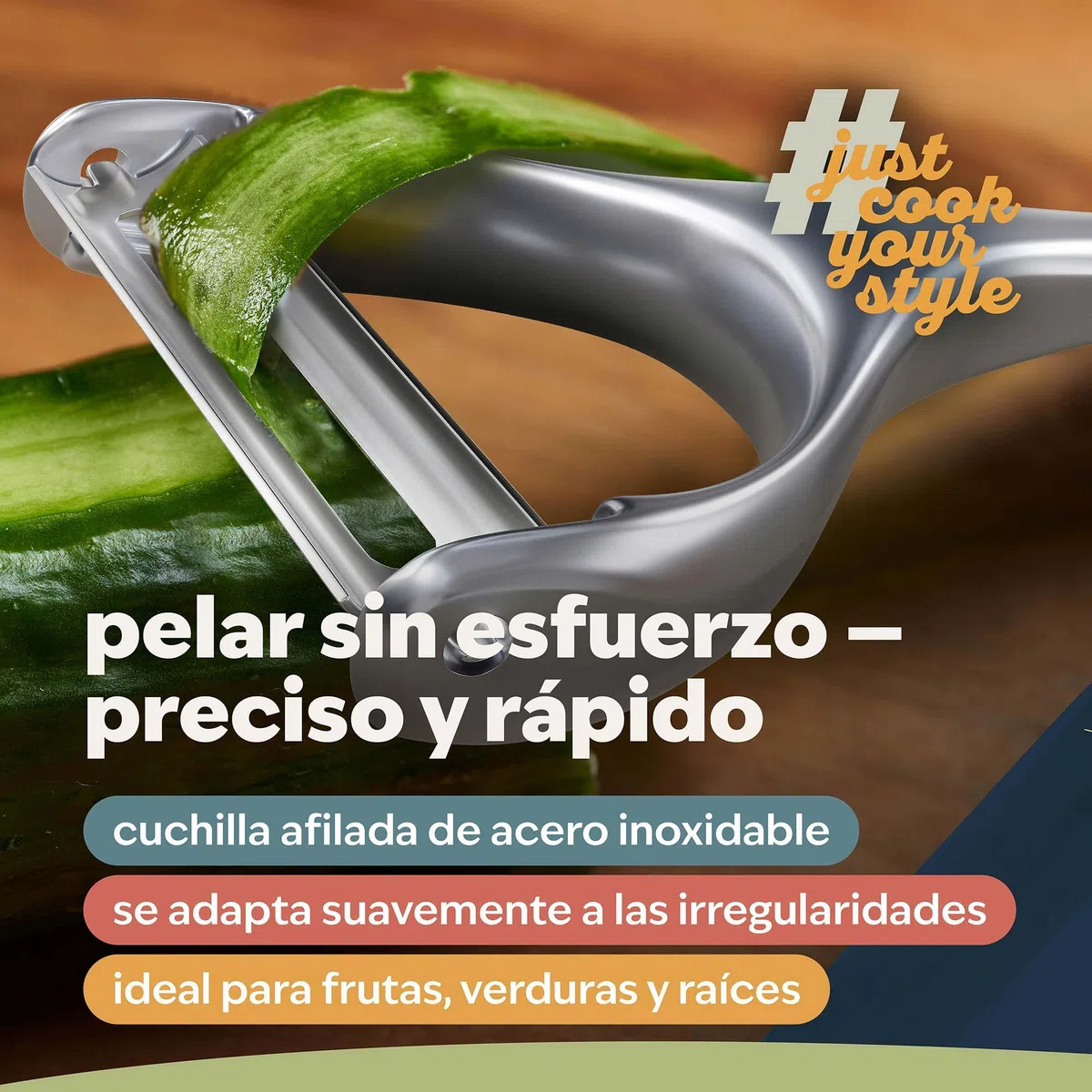 kjøk Set de 2 Peladores – pelador estrecho y ancho con hoja de acero inoxidable y mango de aleación de zinc – para patatas, verduras y fruta – ergonómico y antideslizante