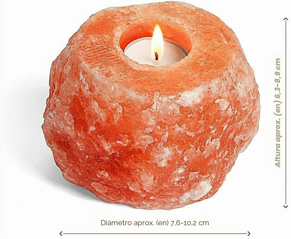 Paquete de 3 portavelas de sal del Himalaya, portavelas de té, color rosa, blanco, gris, cristal himaliano, lámpara de sal de roca, juego de velas de té, luces en T ionizantes curativas (naranja,