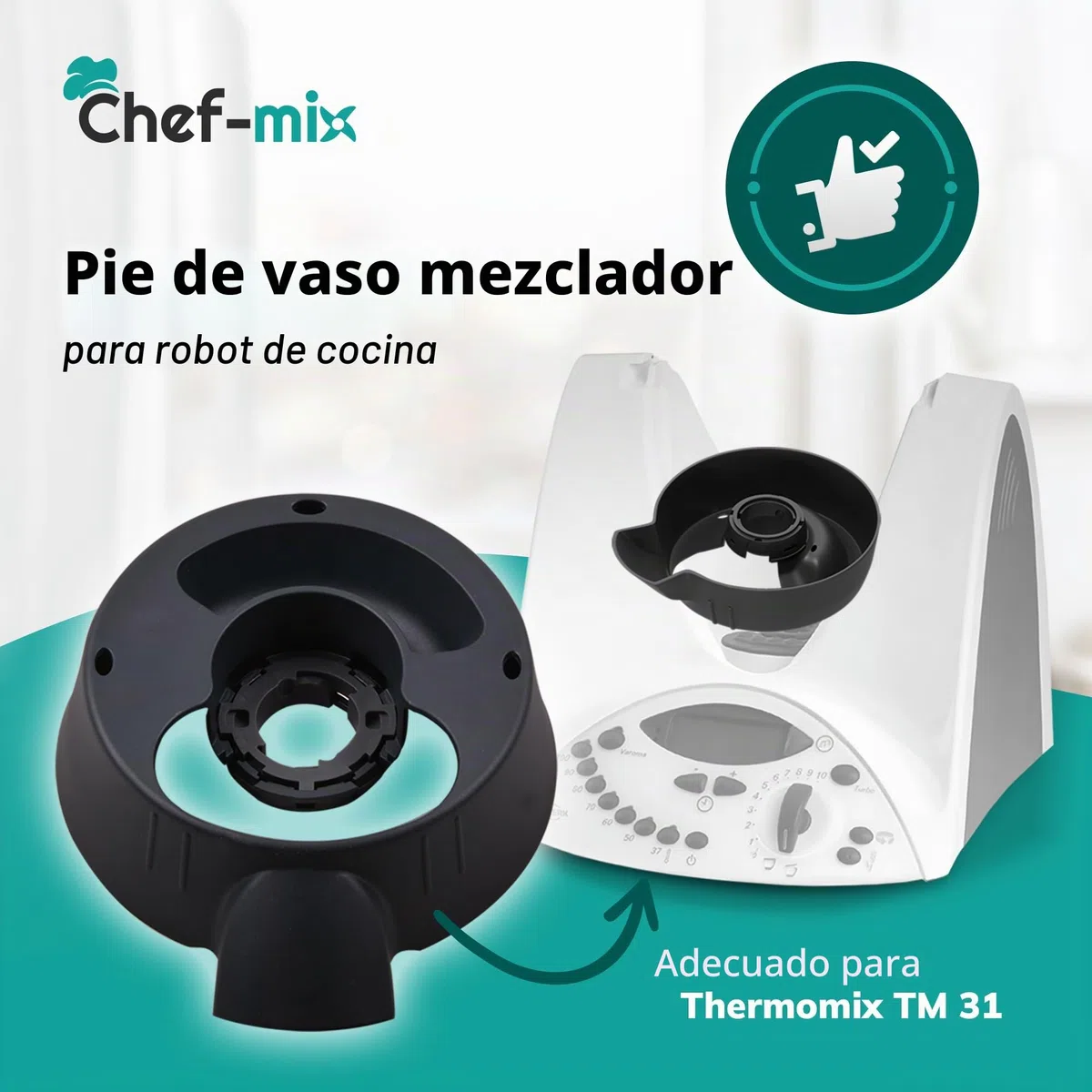 Base de Recipiente TM 31 Recambio para Vоrwerk Thermоmix Base para Vaso TM31 - Base de Recipiente de Plástico para Thermоmix Bol Mezclador TM31 - Recambios & Accesorios Thermоmix TM31