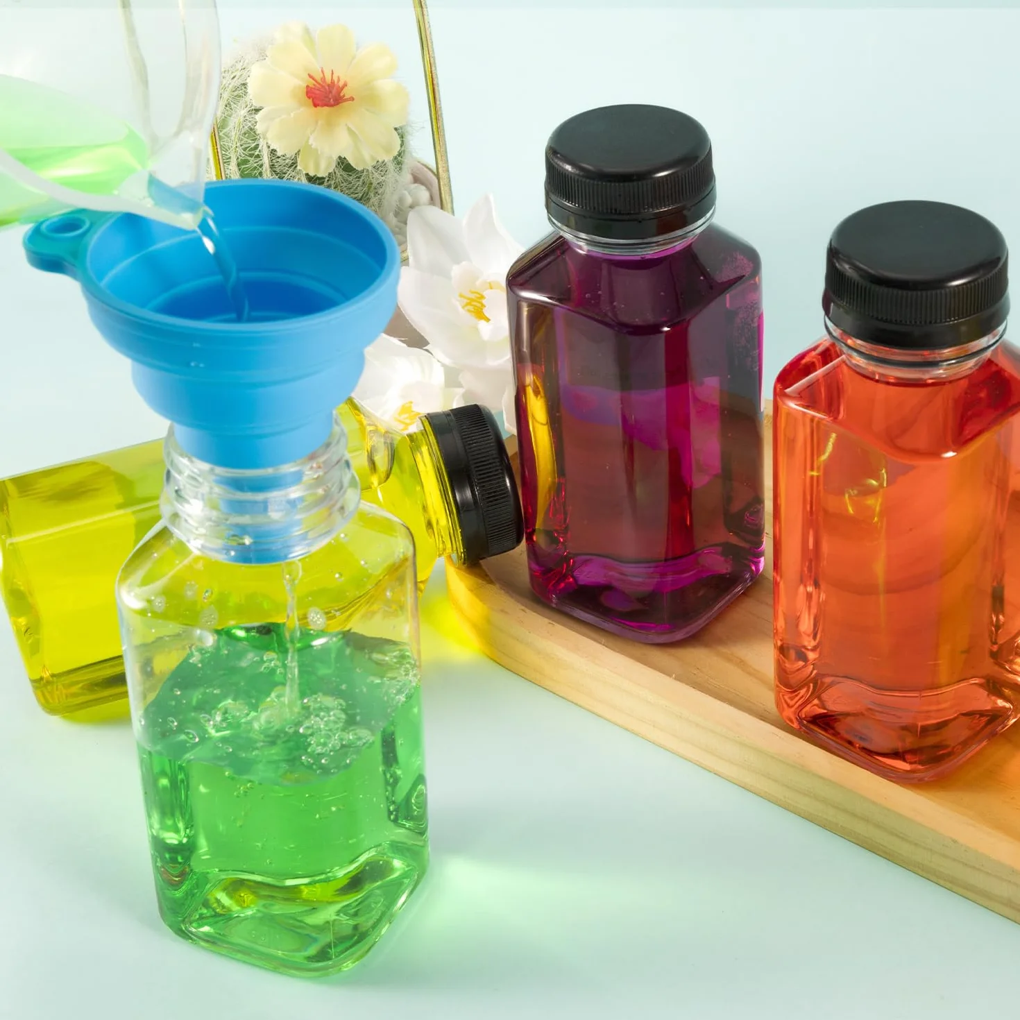 "Pack de 10 botellas de plástico rellenables de 250ml, botellas de plástico rellenables vacías, Smoothie para zumos,botellas reutilizables y transparentes para nevera, licuadoras, shots, agua, leche "