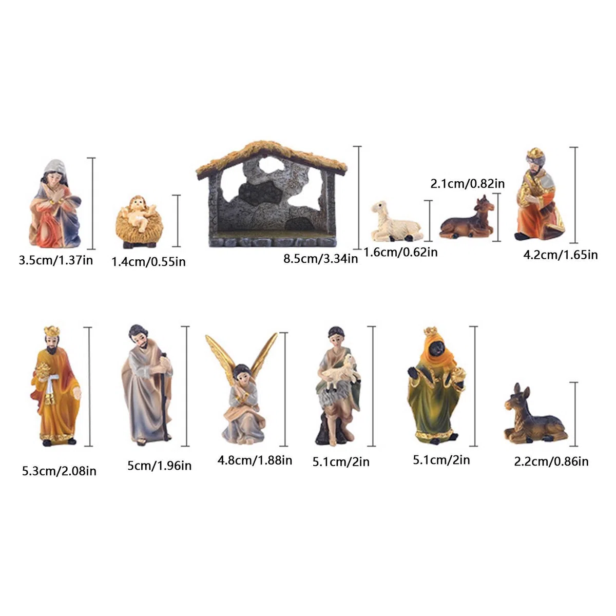Genérico 12 Piezas Pesebre De Navidad Completo | Belén De Navidad con Figuras | Estatua del Nacimiento De Jesús | Juego De Estatua De Belén De Resina | para Decoración De Mesa De Escritorio
