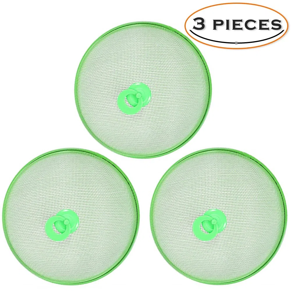 3 Piezas Protector de Cubierta de Comida, Cubierta de Malla para Alimentos, Cubierta Comida Malla Metálica, Protección contra Moscas de Metal con Asa, para Cocina, Picnic (Verde)